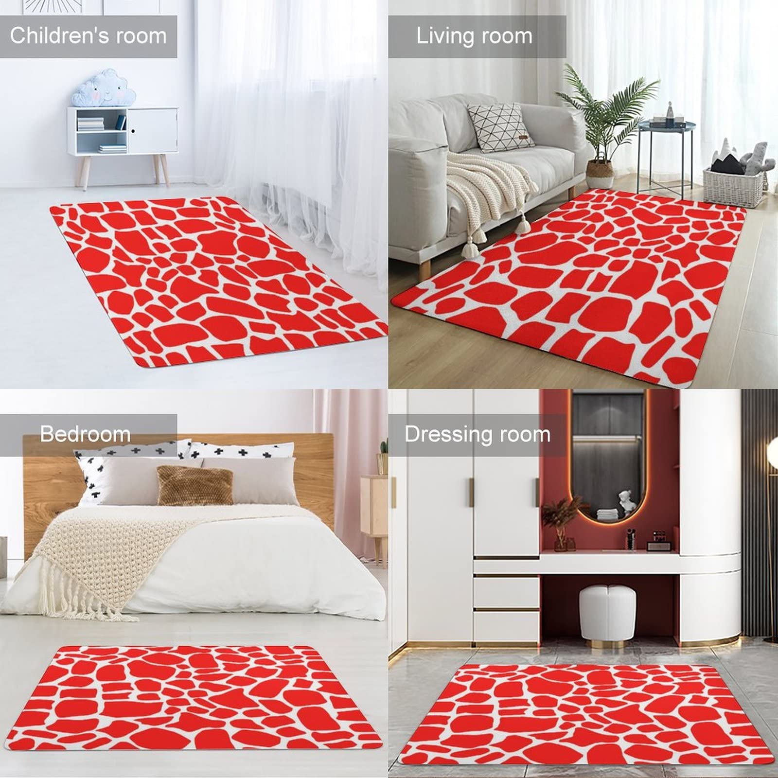Soft Giraffe Print Non-Slip Area Rug - 5x6.5ft Foldable Kids Room Carpet for Nursery, Playroom & Dorm Decor - Animal Texture Floor Mat for Bedroom, Living Room & Dining Area - Perfect for Playtime & Cozy Spaces