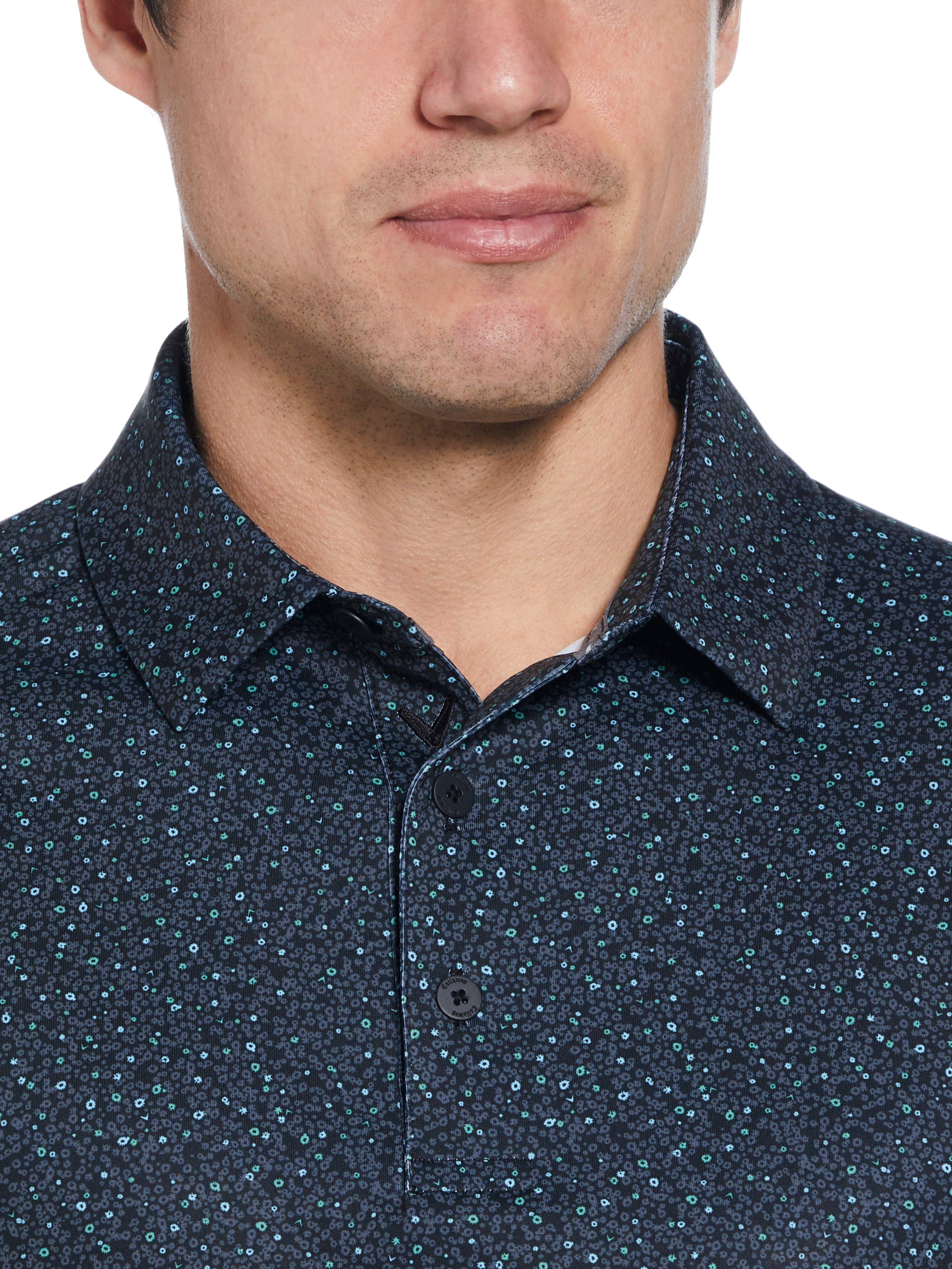 Men's Stylish Micro Floral Print Polo Shirt - Breathable Comfort Fit for Casual Wear, Golf & Summer Outings