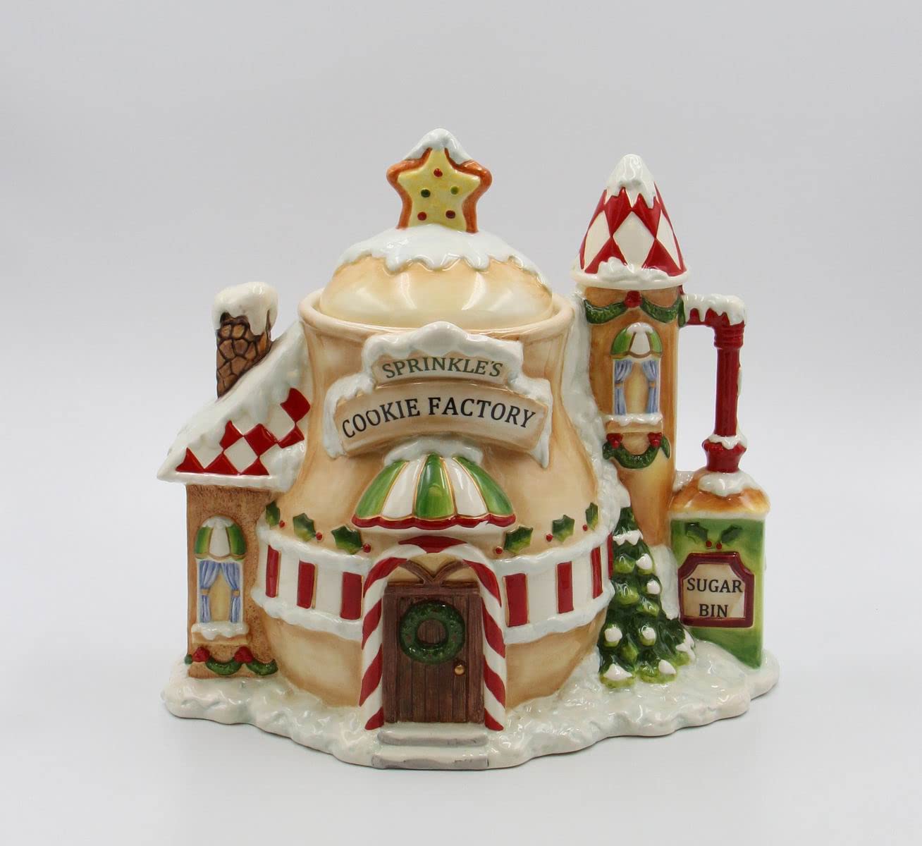 Laurie Furnell Santa's Village Collection Fine Ceramic Cookie Jar - 12-7/8