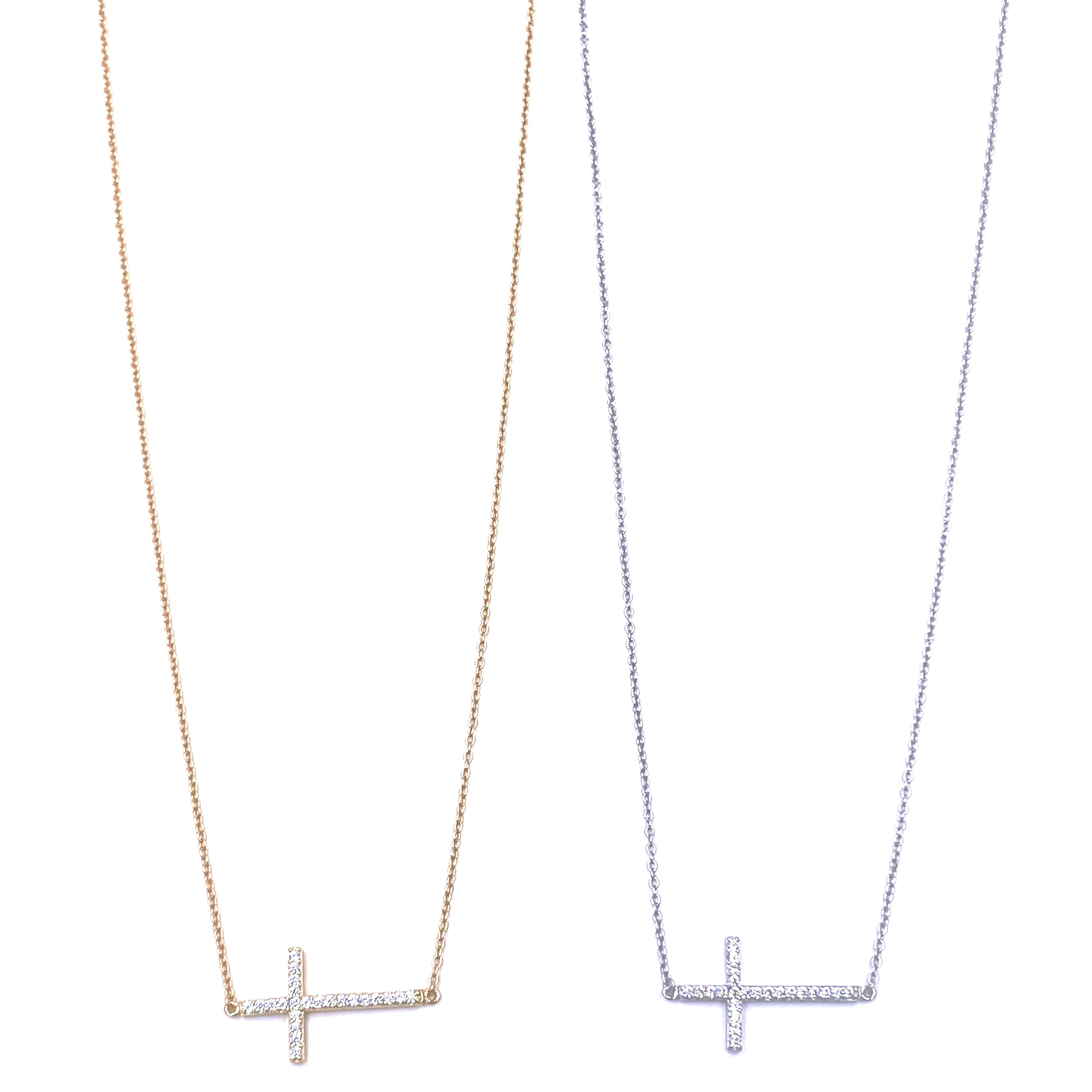 Ashley Gold Sterling Silver CZ Cross Necklace for Women - Elegant Cubic Zirconia Religious Jewelry for Church, Wedding & Everyday Wear