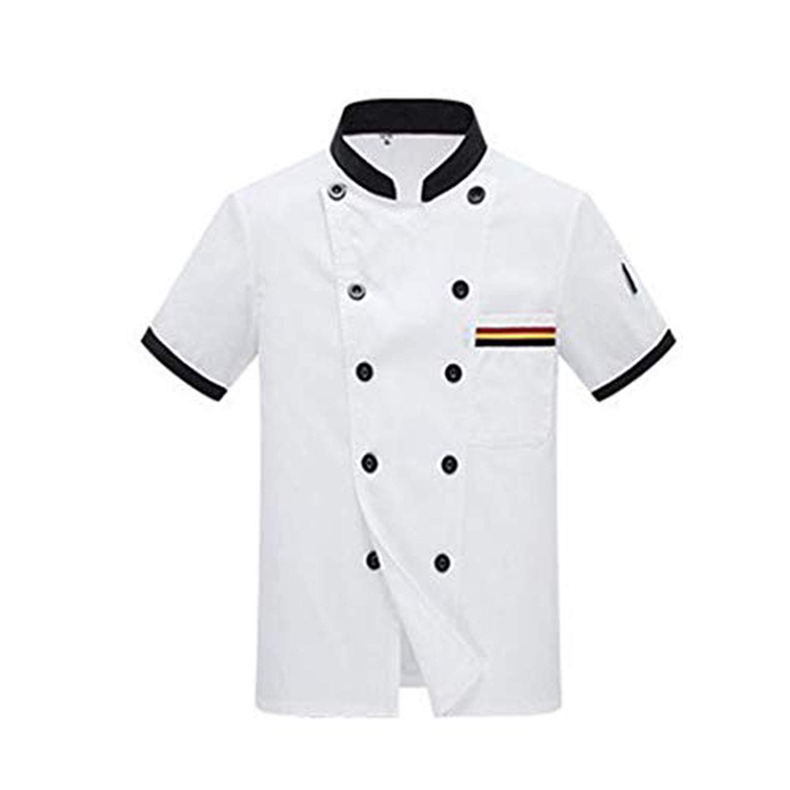 PAPABA Unisex Short Sleeve Chef Jacket - Professional Stand Collar Cooking Coat for Restaurant & Kitchen Staff - Breathable Work Uniform Top in White (Size XL) - Ideal for Chefs, Cooks & Culinary Professionals