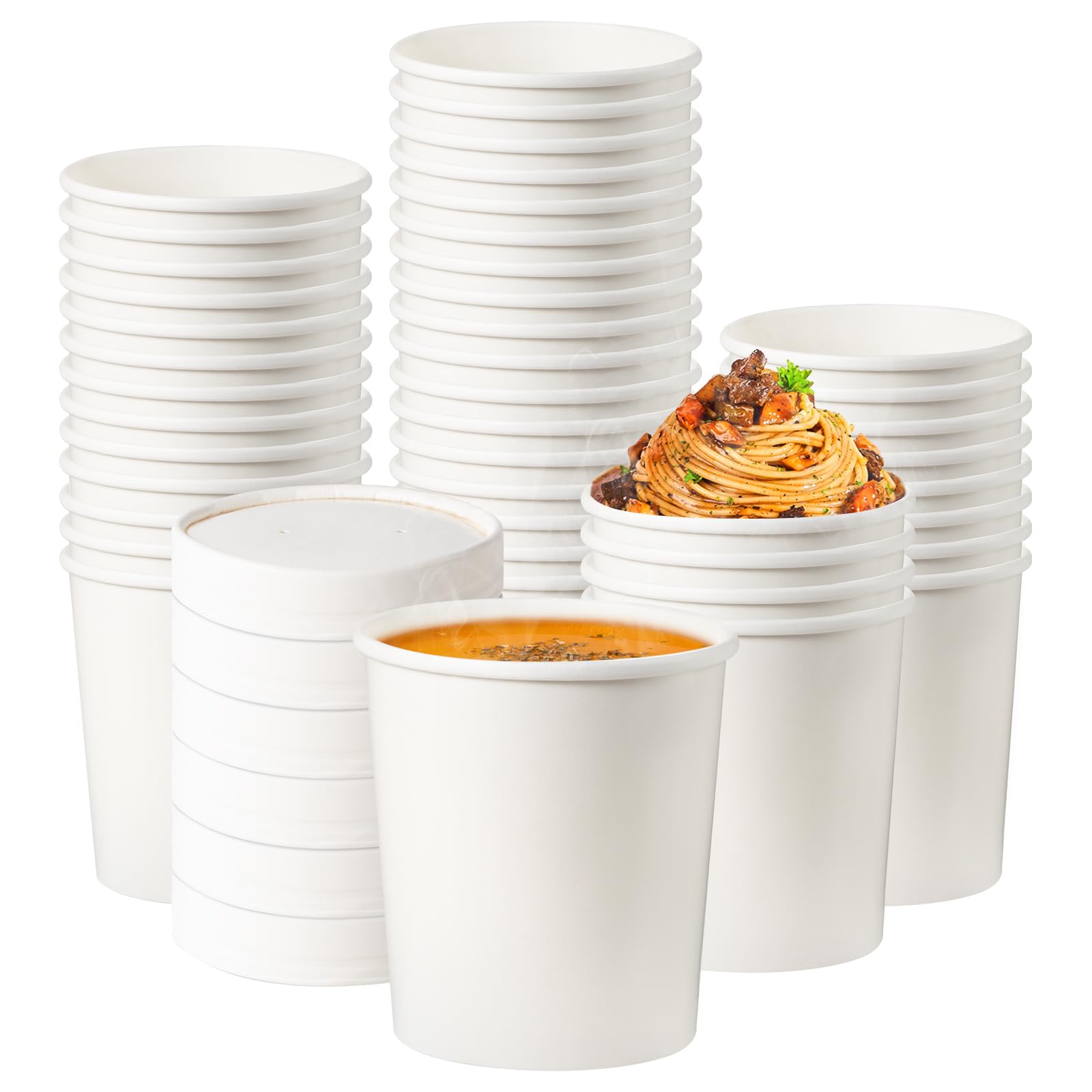 Fit Meal Prep 250-Pack 16 oz White Disposable Paper Soup Containers with Lids – Leak-Proof Hot & Cold Food Storage for Restaurants, Takeout, Ice Cream, Salads, Stews & Frozen Yogurt – Perfect for Meal Prep, Catering & Food Delivery Services