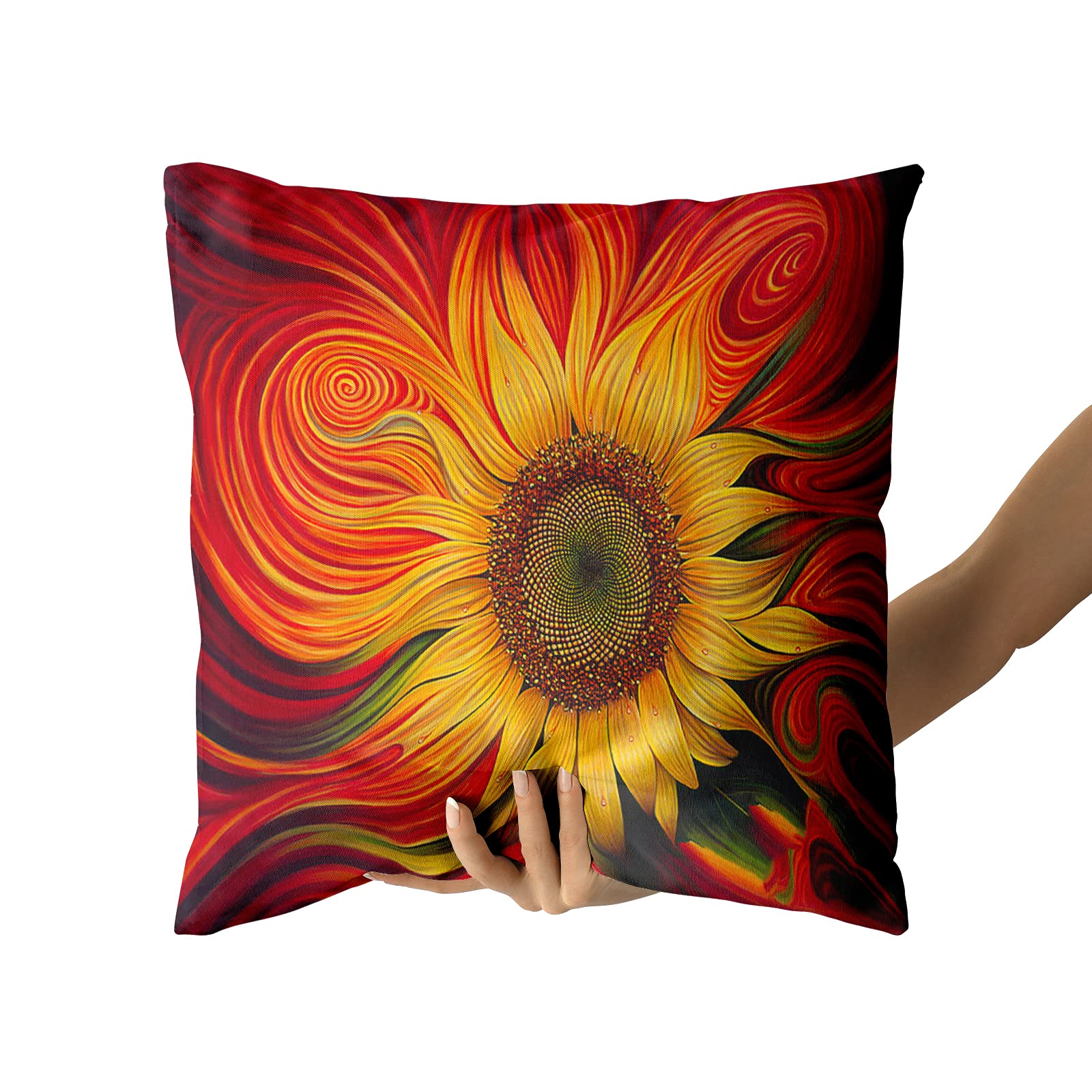 Sunflower Pillow Covers 18x18 Inch Set of 2 - Decorative Floral Throw Pillow Cases for Sofa, Couch & Bed - 100% Cotton Linen Blend Cushion Covers - Perfect for Living Room, Bedroom, Patio & Outdoor Decor