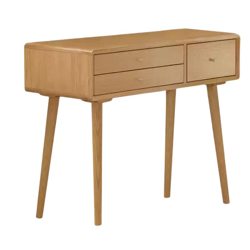 Stylish Oak Solid Wood Modern Dressing Table with Large Mirror - Perfect for Bedroom Vanity, Makeup Station & Home Decor