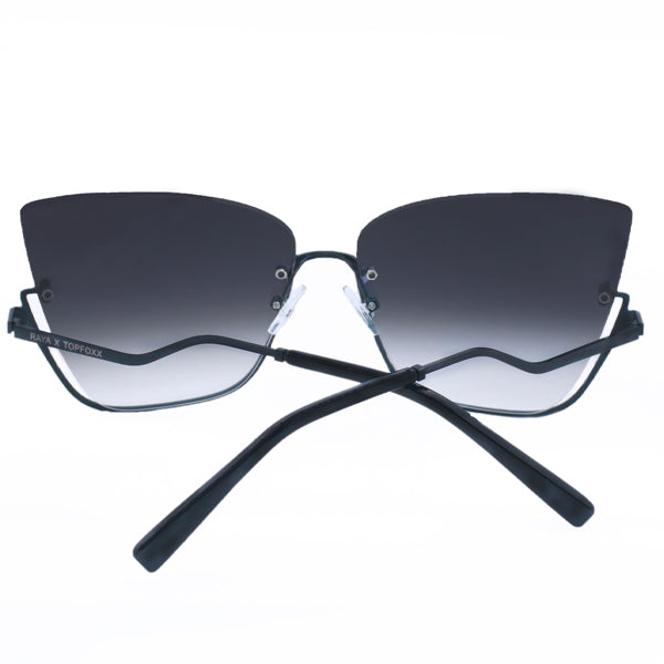 Vixen Black Lens Black Frame Metal Cat Eye Sunglasses for Women - Stylish UV Protection Shades for Driving, Beach & Outdoor Fashion