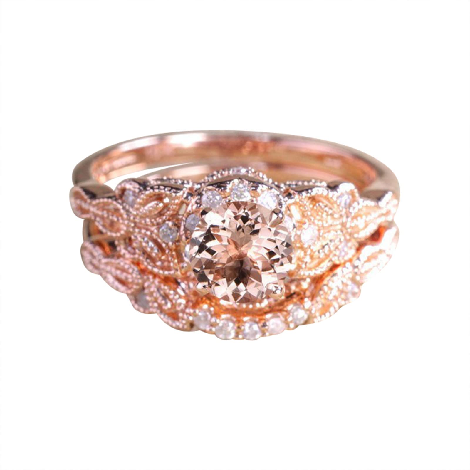 Elegant Rose Gold Diamond Band Ring Set for Women - Fashion Jewelry, Engagement Ring, Anniversary Gift (Alloy, Size 7) - Perfect for Weddings, Date Nights & Special Occasions