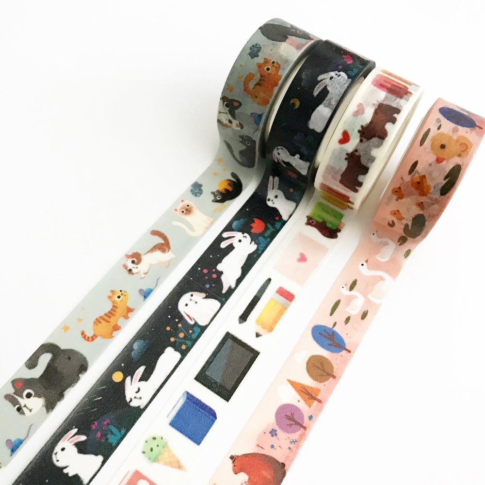 Cat Meow Washi Tape - Cute Japanese Decorative Paper Tape for Scrapbooking, Journaling, DIY Crafts - Perfect for Gift Wrapping, Planner Decor, and Bullet Journaling