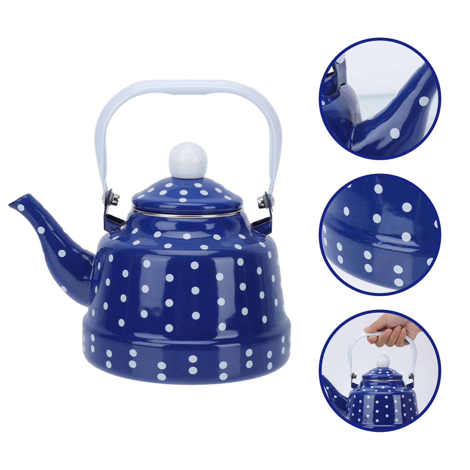1Pc White Ceramic Enamel Tea Kettle with Handle - Stovetop Safe Teapot for Loose Leaf Tea, Stainless Steel Whistle - Perfect for Home, Office & Camping Use