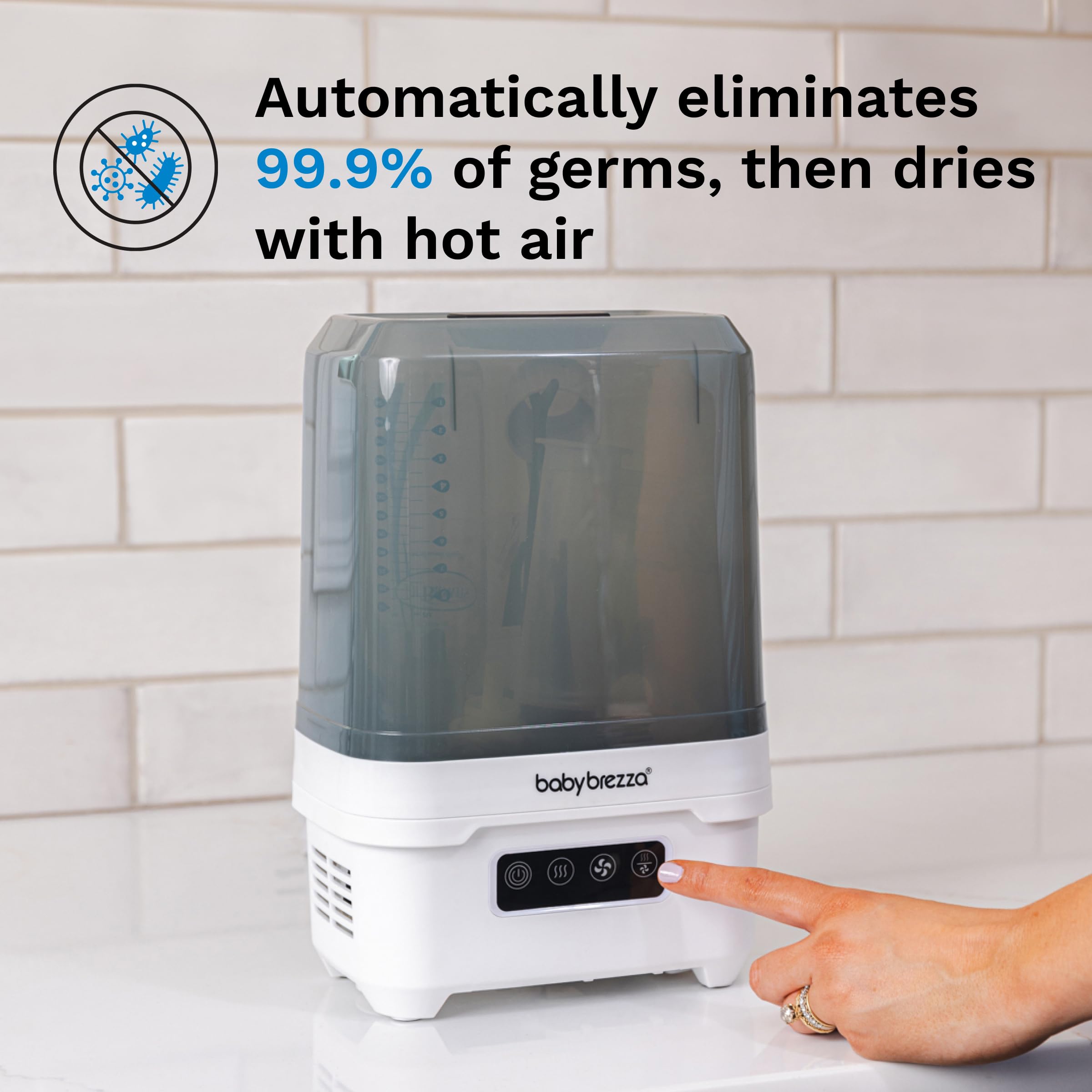 Baby Brezza Portable Baby Bottle Sterilizer and Dryer for Travel - Compact Mini Sterilizer for Bottles, Pump Parts & Accessories | Perfect for On-the-Go Parents, Daycare & Hospital Use