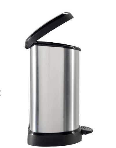 Stainless Steel 15L Deco Pedal Trash Can - Modern Touch-Free Kitchen & Bathroom Waste Bin for Home & Office Use