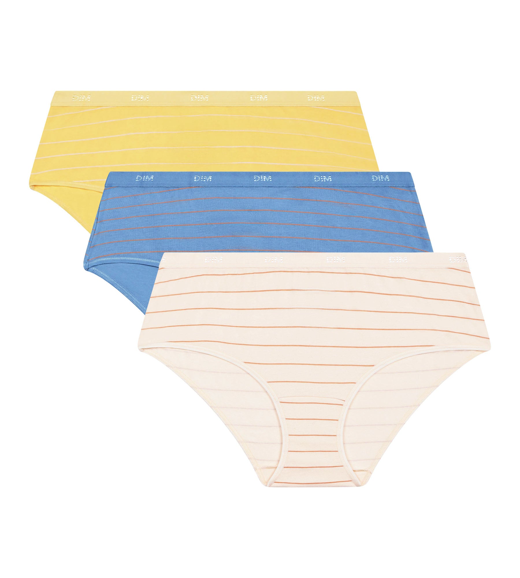 3 Pack Women's Stretch Cotton Striped Shorts - Yellow & Blue with Pockets | Casual Summer Outfits, Beachwear & Lounge Wear