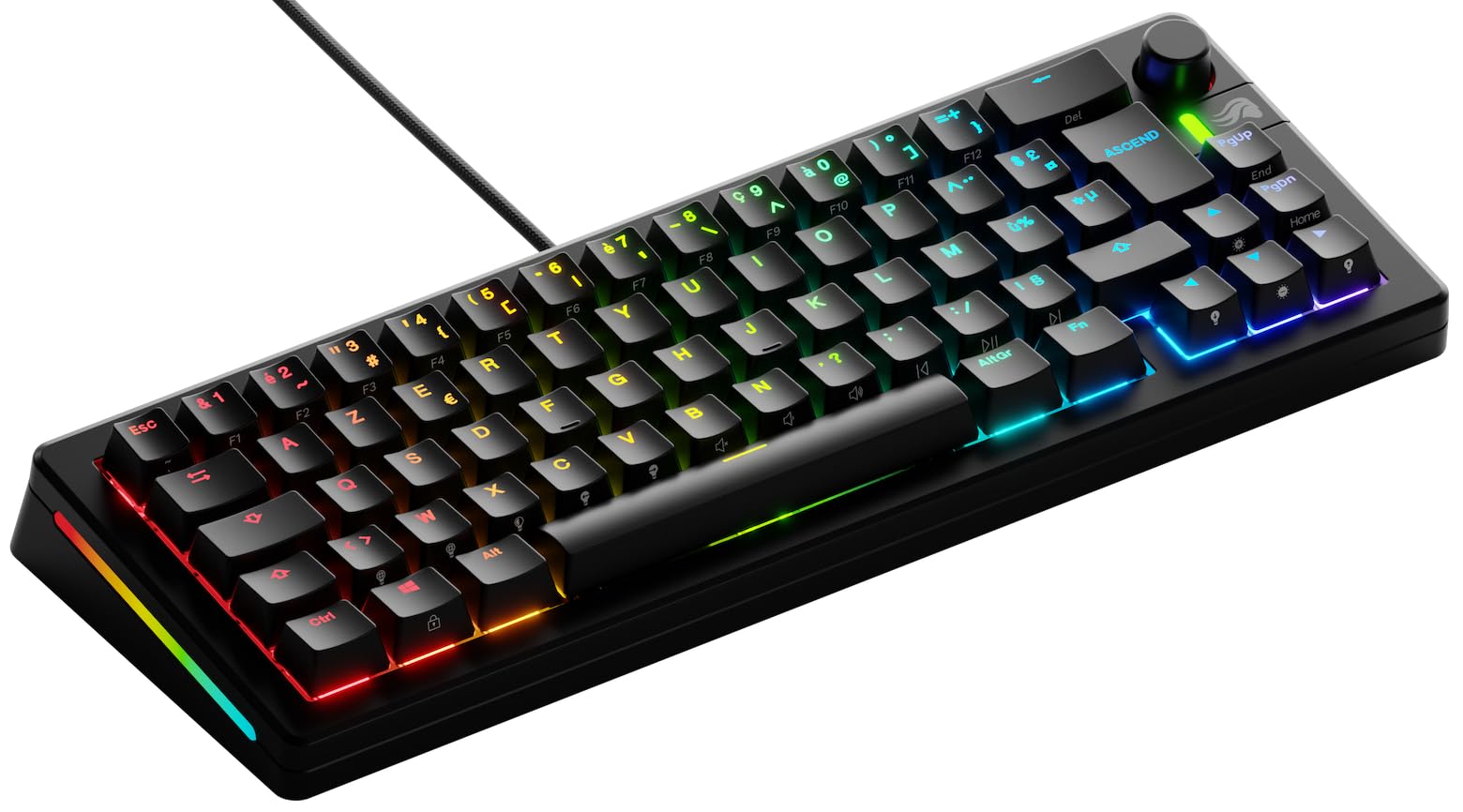 Glorious GMMK 3 65% Compact Custom Mechanical Gaming Keyboard - Hot Swappable 3/5 Pin Switches, Modular Gaskets, Doubleshot PBT Keycaps, Aluminum Plate - French AZERTY Layout (Black) | Perfect for Esports, Office Work & Programming