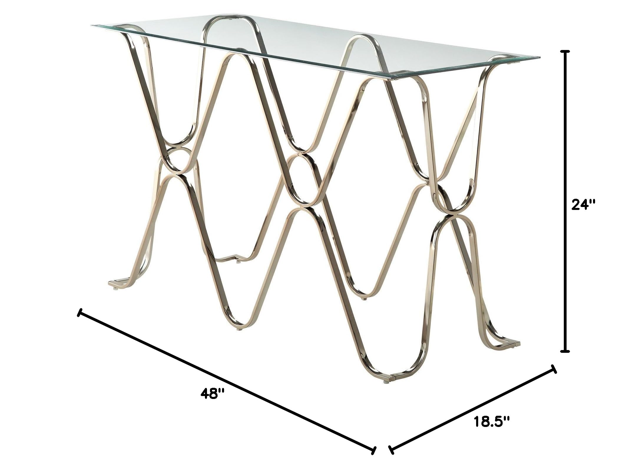 HOMES: Inside + Out Lexine Curved X-Frame 2-Piece Chrome Coffee Table Set - Modern Living Room Furniture for Small Spaces & Apartments
