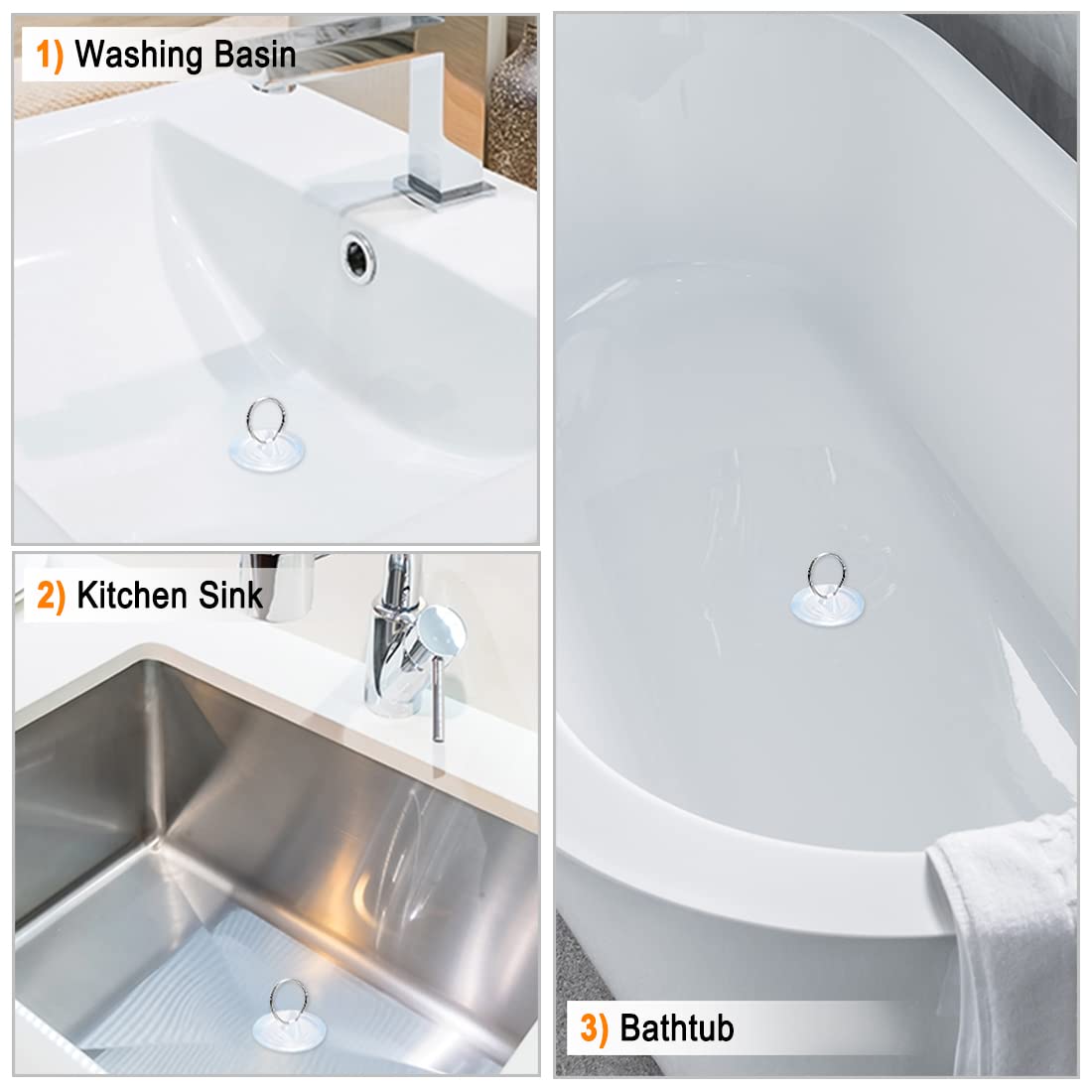 Premium Clear Rubber Sink Plug - Universal 2-1/8
