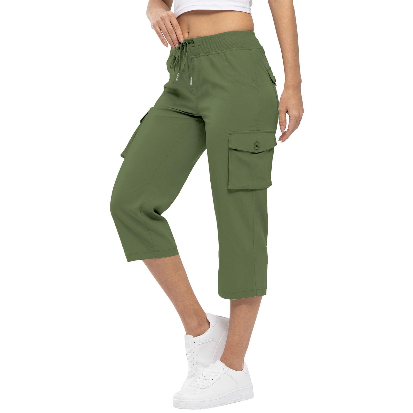 Women's Lightweight Capri Pants with Drawstring Waist & Pockets - Summer Casual Cropped Jeans for Outdoor Activities, Travel & Lounge Wear
