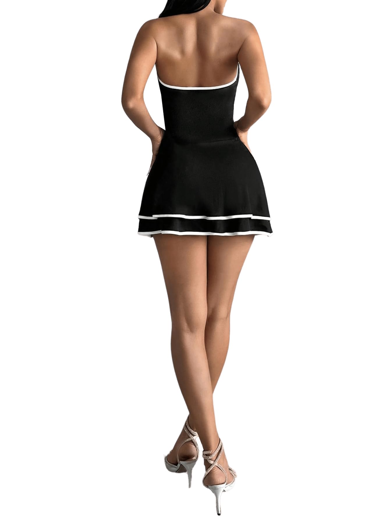 Milumia Women's Pleated Mini Tube Dress - Sleeveless A-Line Bandeau Short Dress with Contrast Trim in Black, Size Small | Perfect for Summer Outfits, Beach Vacations, and Casual Parties