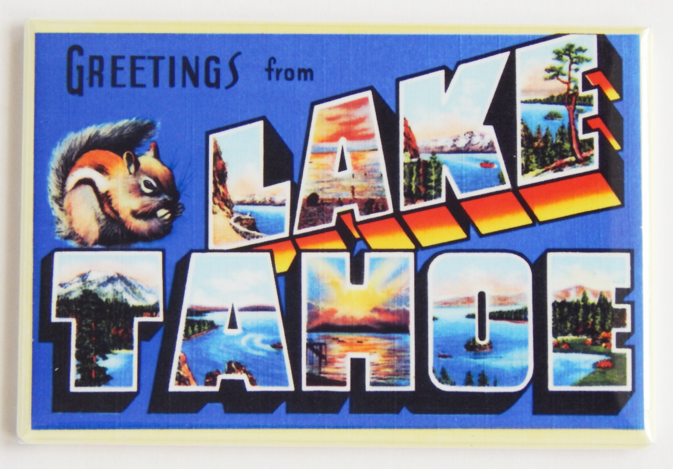 Greetings from Lake Tahoe Fridge Magnet - 2.5 x 3.5 Inches - Souvenir, Travel Gift, Home Decor for Refrigerator, Office, Dorm