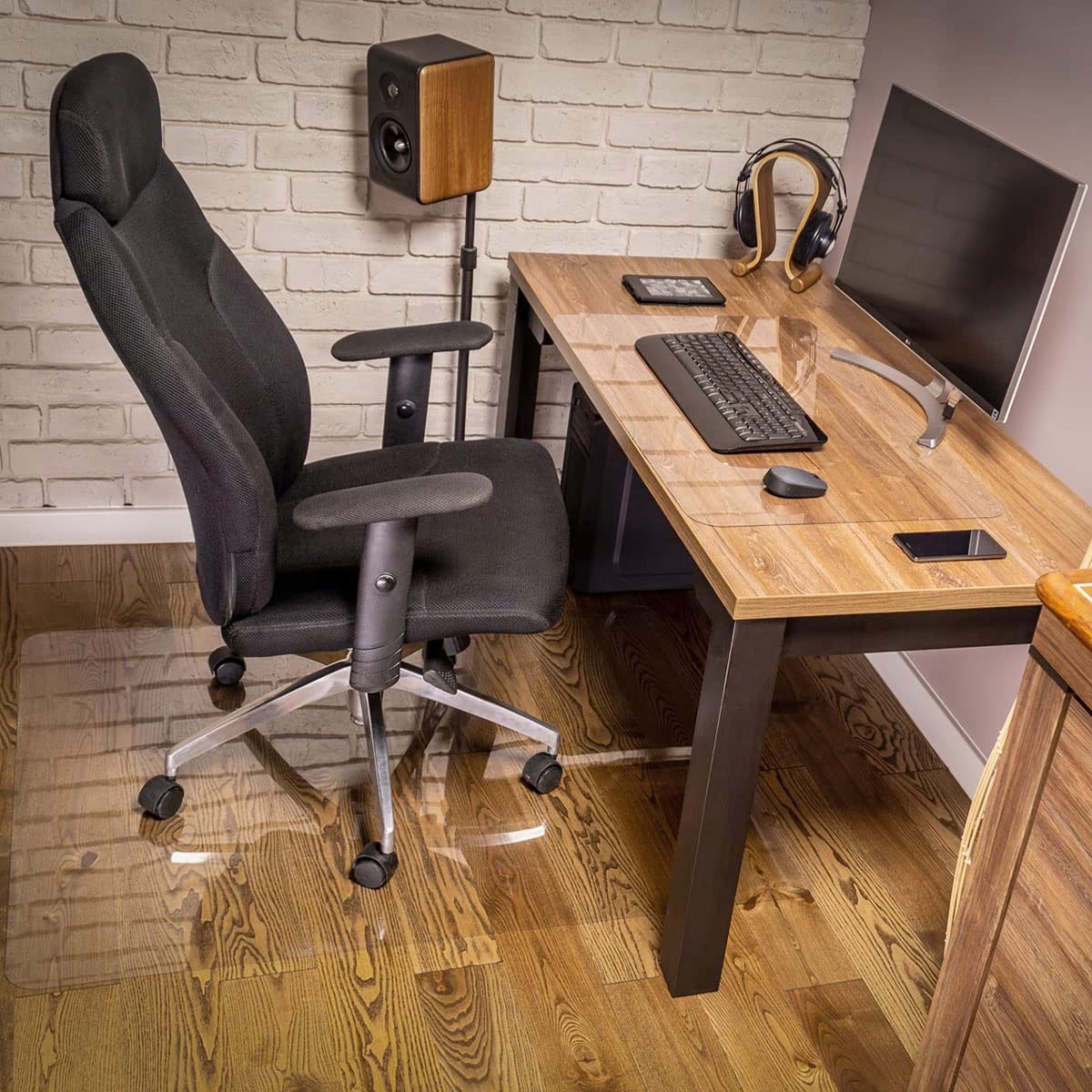 RostiKong Clear PVC Desk Cover Protector 14'' x 24'' - Transparent Office Desk Mat for Writing, Computer Work & Mouse Pad - Ideal for Home Office, Study Desk & Workstation Protection