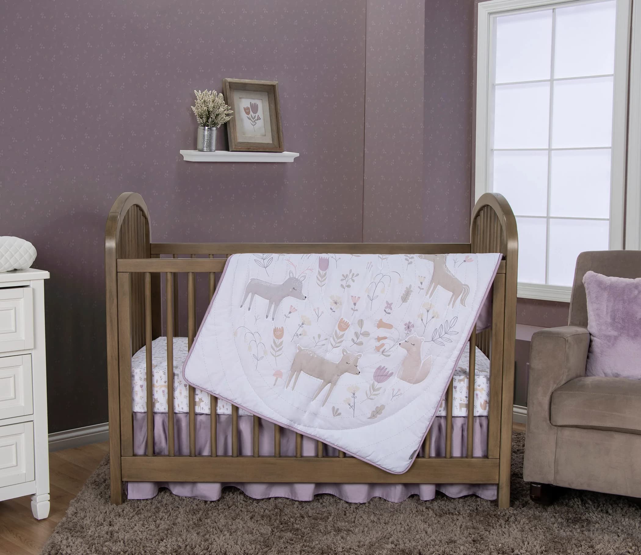 Trend Lab Forest Garden 4-Piece Baby Crib Bedding Set - Soft Quilt, 2 Fitted Sheets & Crib Skirt | Nursery Decor for Boys & Girls | Perfect for Newborns & Toddlers