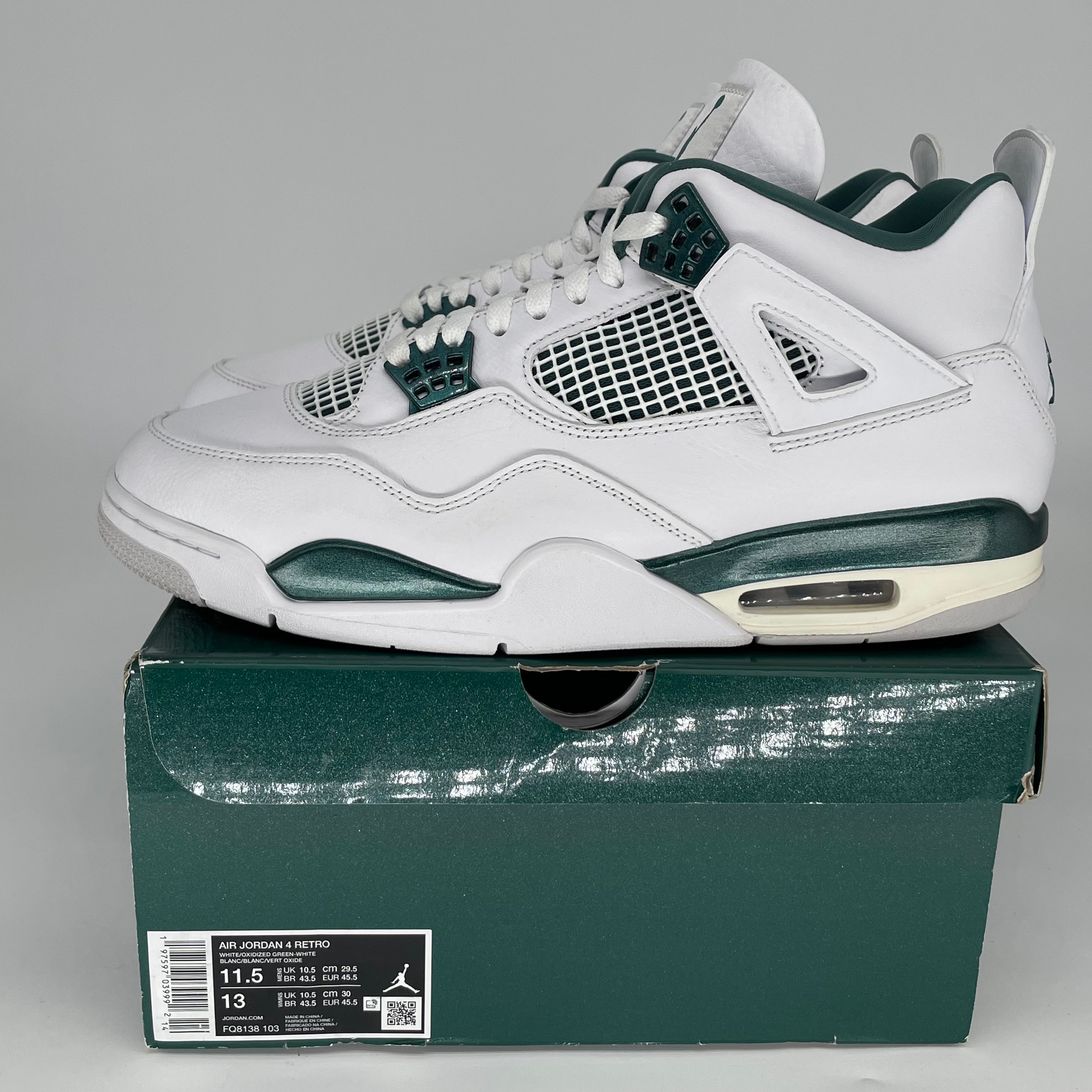 AIR JORDAN 4 OXIDIZED GREEN Men's Basketball Shoes - Size 11.5 (FQ8138-103) | Retro Sneakers for Streetwear & Casual Outfits