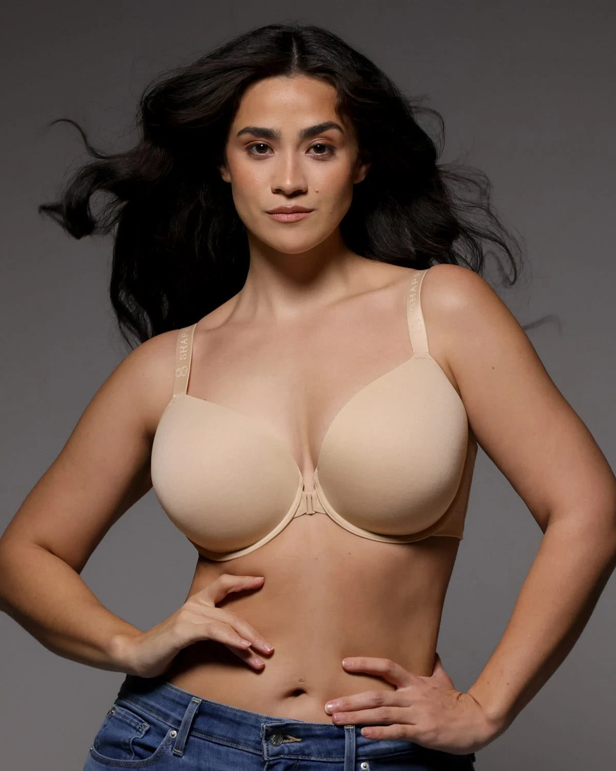 Front Close Underwired Bra - Beige Nude T-Shirt Bra for Women | Comfortable Support & Lift | Perfect for Everyday Wear, Work & Yoga