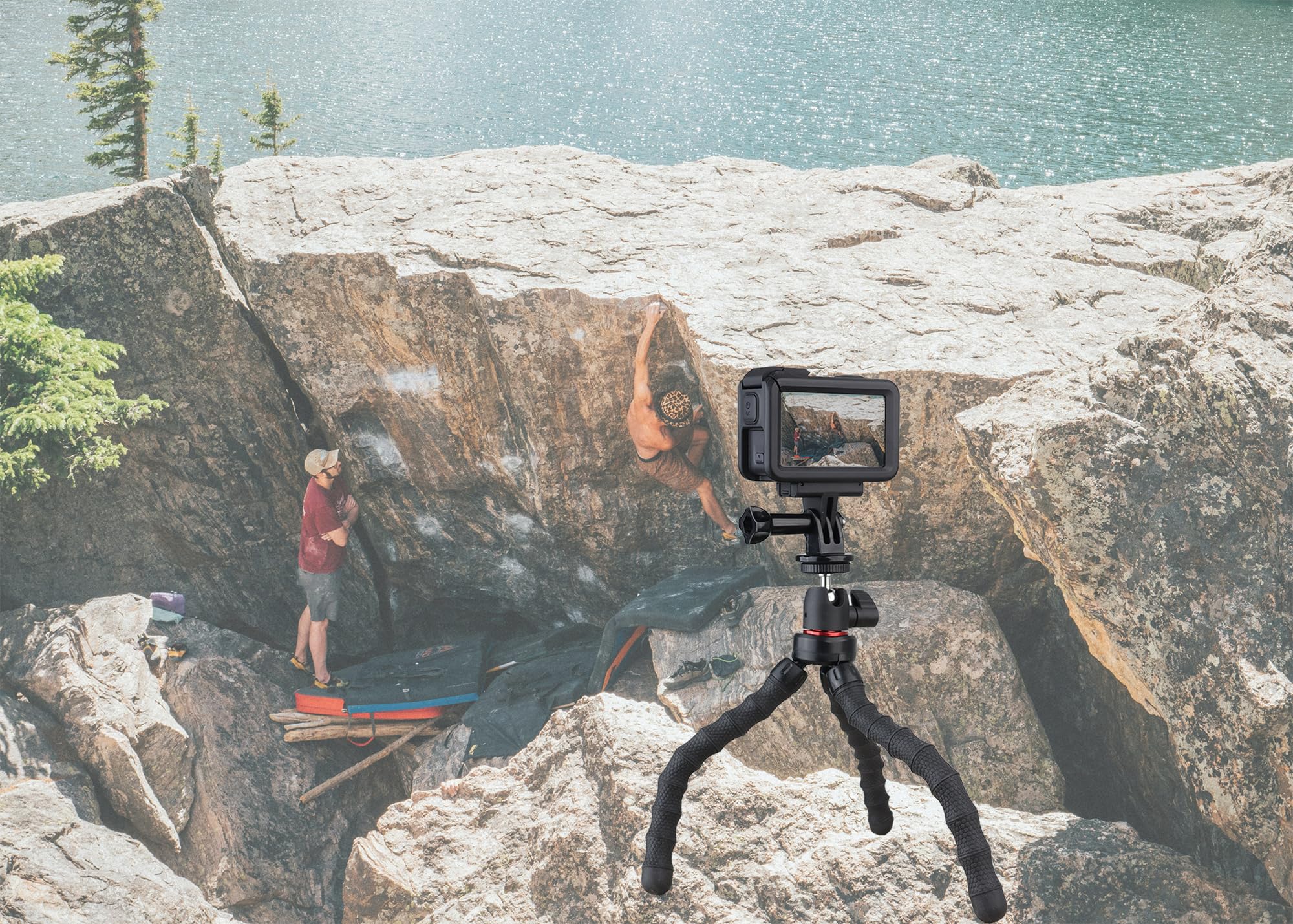 Flexible Camera Tripod for GoPro Hero 13/12/11/10/9 - Bendable 360° Rotating Mount Stand with Phone Holder for Vlogging, YouTube, Travel & Action Photography