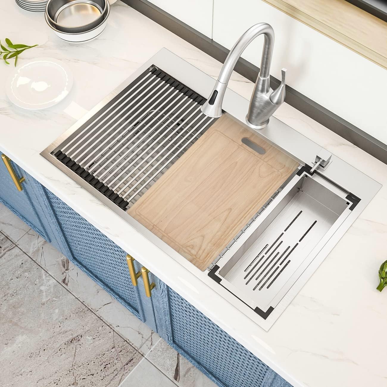 33x22 Inch Drop-In Kitchen Sink - 16 Gauge T304 Stainless Steel Workstation Topmount Single Bowl Sink with R10 Round Corners - Perfect for Modern Kitchens, Renovations & DIY Installations