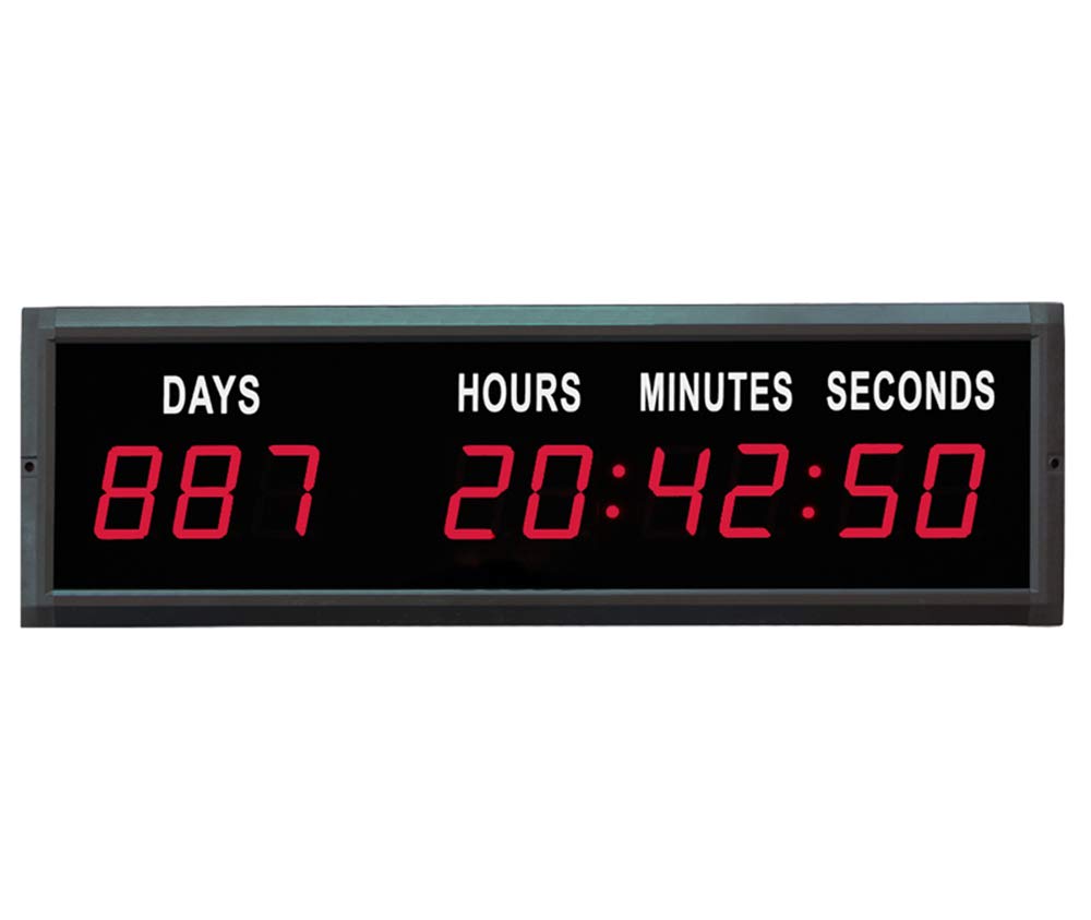 Hanchen 1.8 Inch Red LED Digital Countdown Timer Wall Clock - Count Up/Down Days, Hours, Minutes - Perfect for Kitchen, Classroom, Gym, Office & Home Use