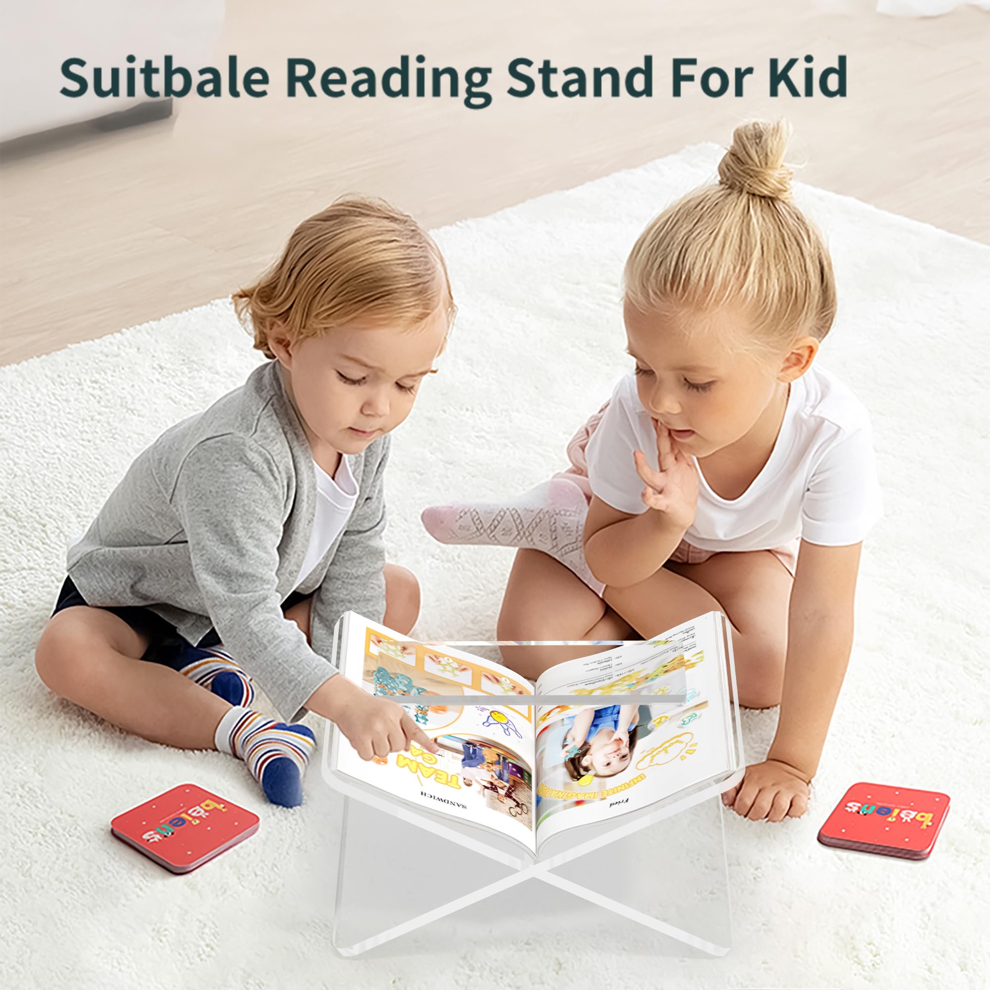 Acrylic Book Stand Holder for Reading - Clear Cookbook Stand for Magazines, Textbooks, Bibles & Quran - Perfect for Kitchen, Office, Study & Library Use