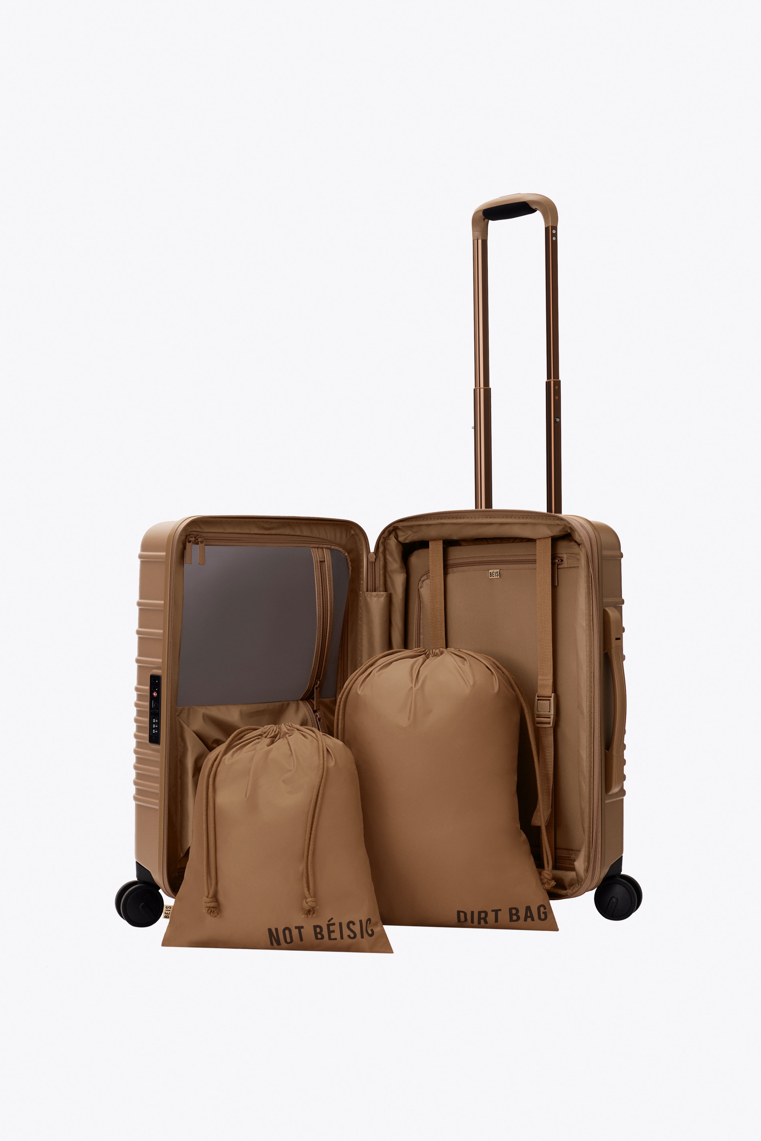 Premium Camel-Colored Carry-On Roller Luggage - Lightweight & Durable for Business Travel & Weekend Getaways