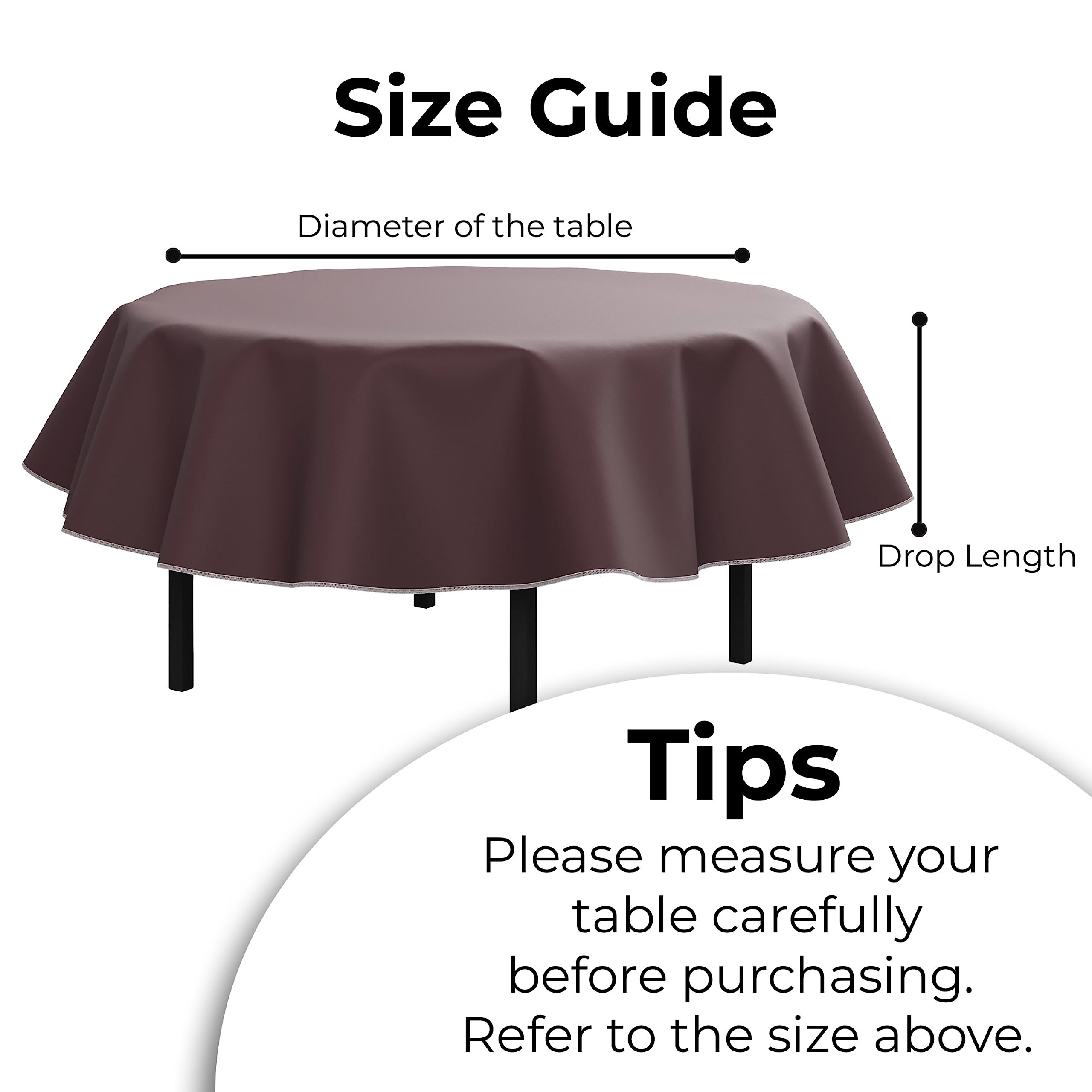 Premium Brown Vinyl Tablecloths - 70 Inch Round (Pack of 3) - Flannel Backed Waterproof Plastic Table Cover for Dining, Parties & Events - Durable & Easy Clean Round Table Cloth for Home, Restaurant & Catering