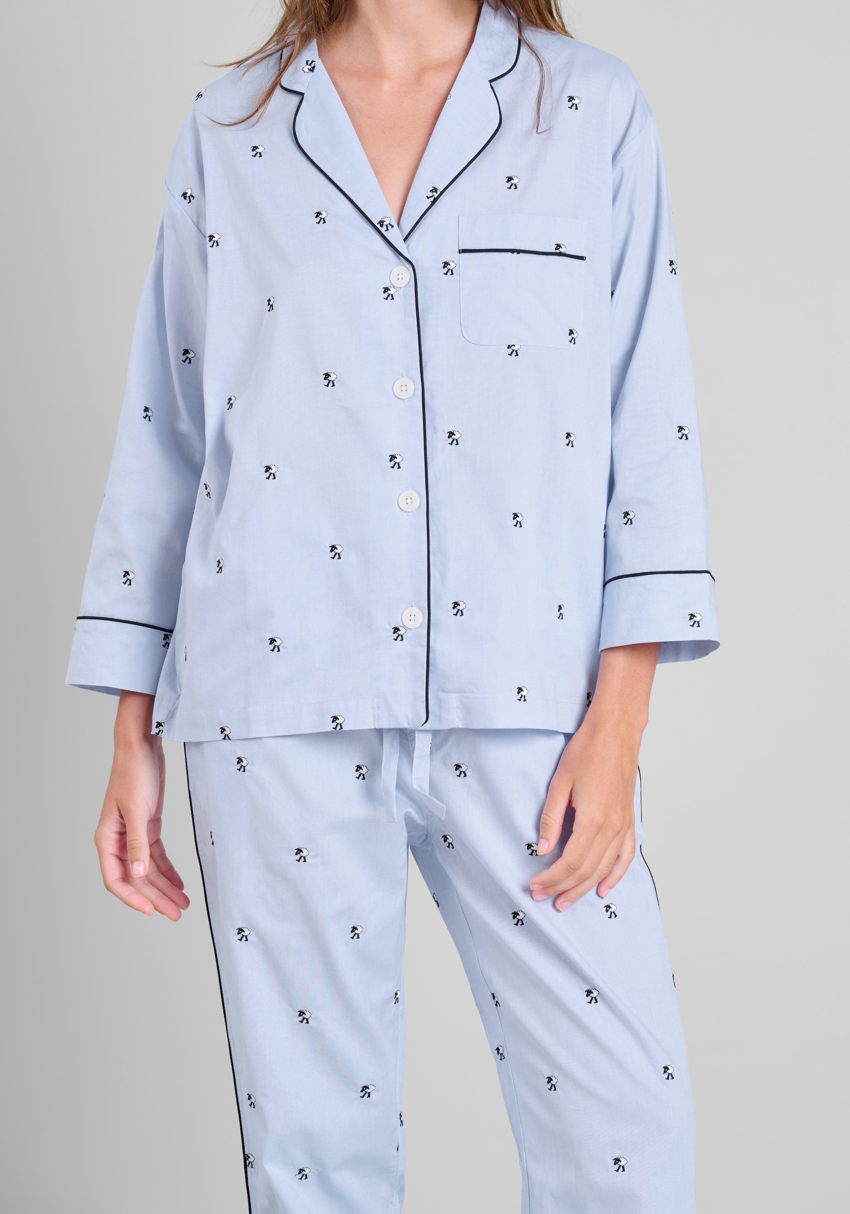 Premium Black Sheep Print Women's Pajama Set - Soft Cotton Sleepwear for Women - Cozy Lounge Wear for Bedtime & Relaxation at Home