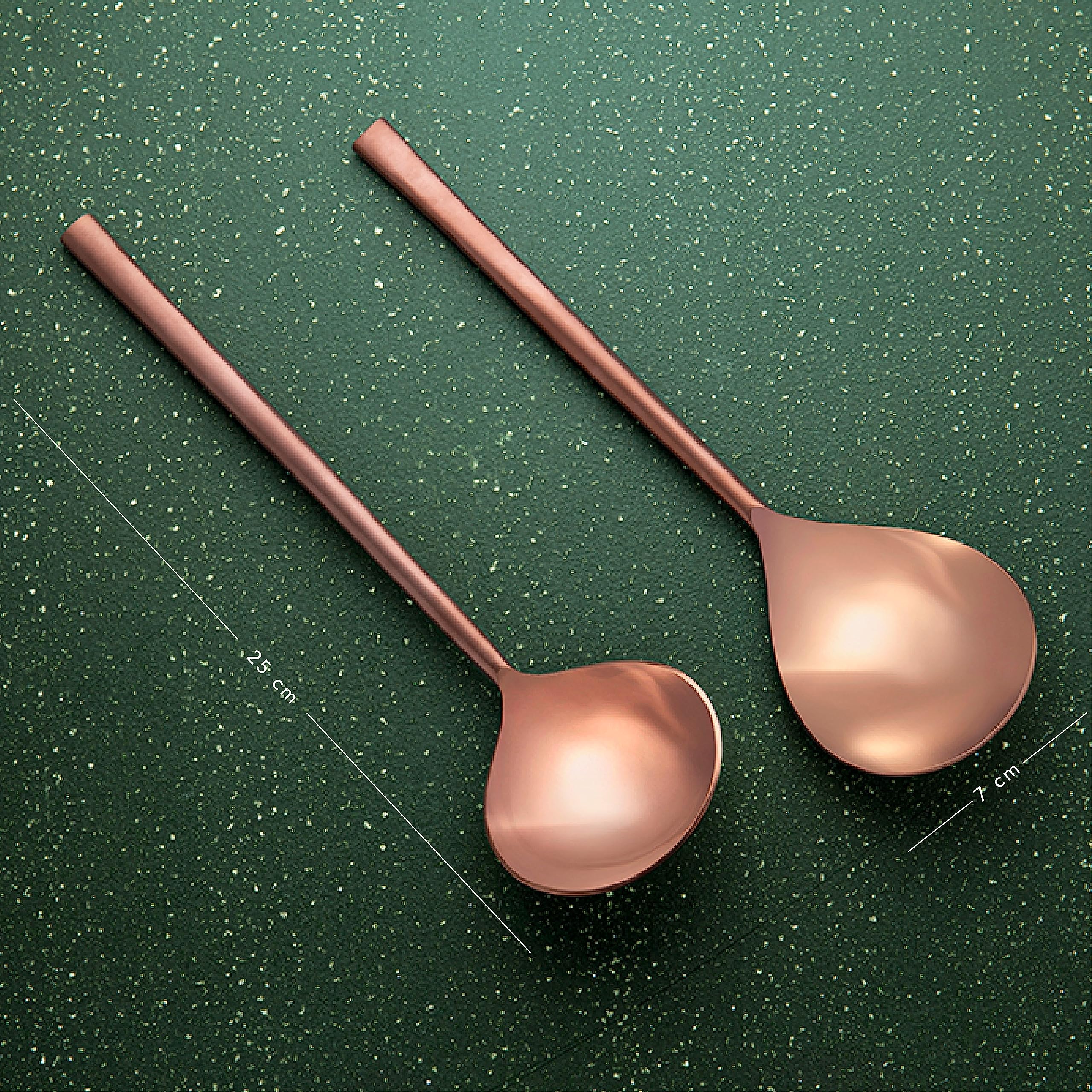 Ellementry Enigma Rose Gold Serving Spoon Set of 2 - Premium 18/8 Stainless Steel Food Grade Tableware - Elegant Serving Utensils for Rice, Pasta, Curry & More - Perfect for Home Dining, Restaurants & Dinner Parties