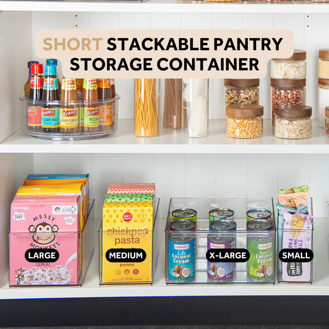 Stackable Pantry Storage Containers - Small Clear Plastic Food Canisters for Flour, Sugar, Rice & Spices - Kitchen Organization & Space Saving Solution