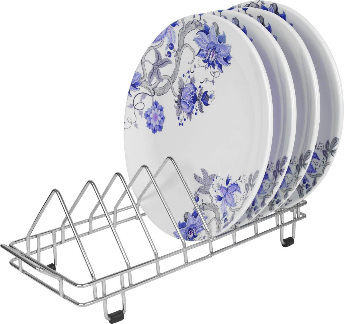 Premium Stainless Steel Dish Rack & Plate Holder - 10 Plate Capacity - Kitchen Organizer for Plates, Lids & Utensils - Durable Space-Saving Storage for Countertop or Cabinet - Ideal for Home, Restaurant & Commercial Kitchens