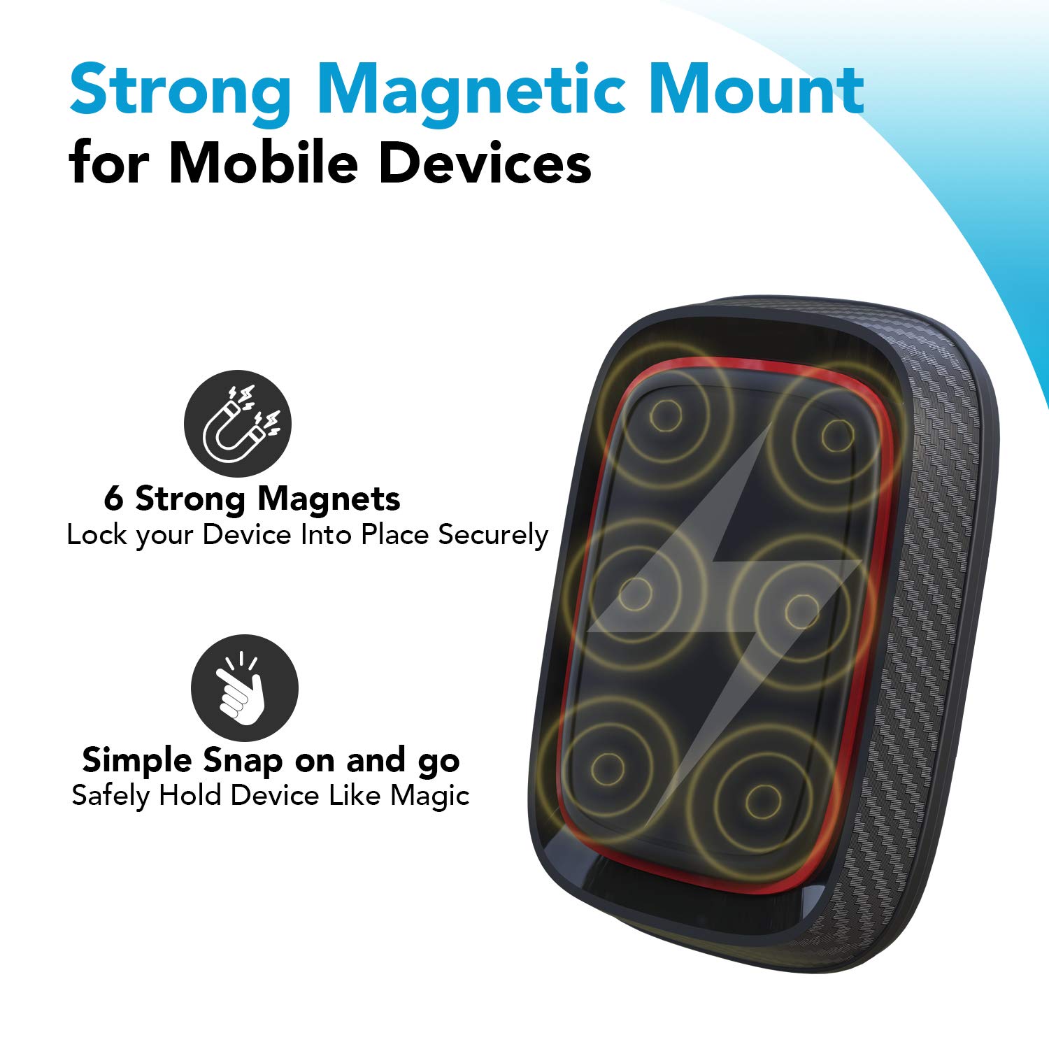 APPS2Car Magnetic Car Phone Holder Mount with 6 Strong Magnets - Universal Suction Cup Phone Mount for Windshield & Dashboard - Compatible with Most Smartphones & Mini Tablets - Perfect for Hands-Free Navigation & Safe Driving