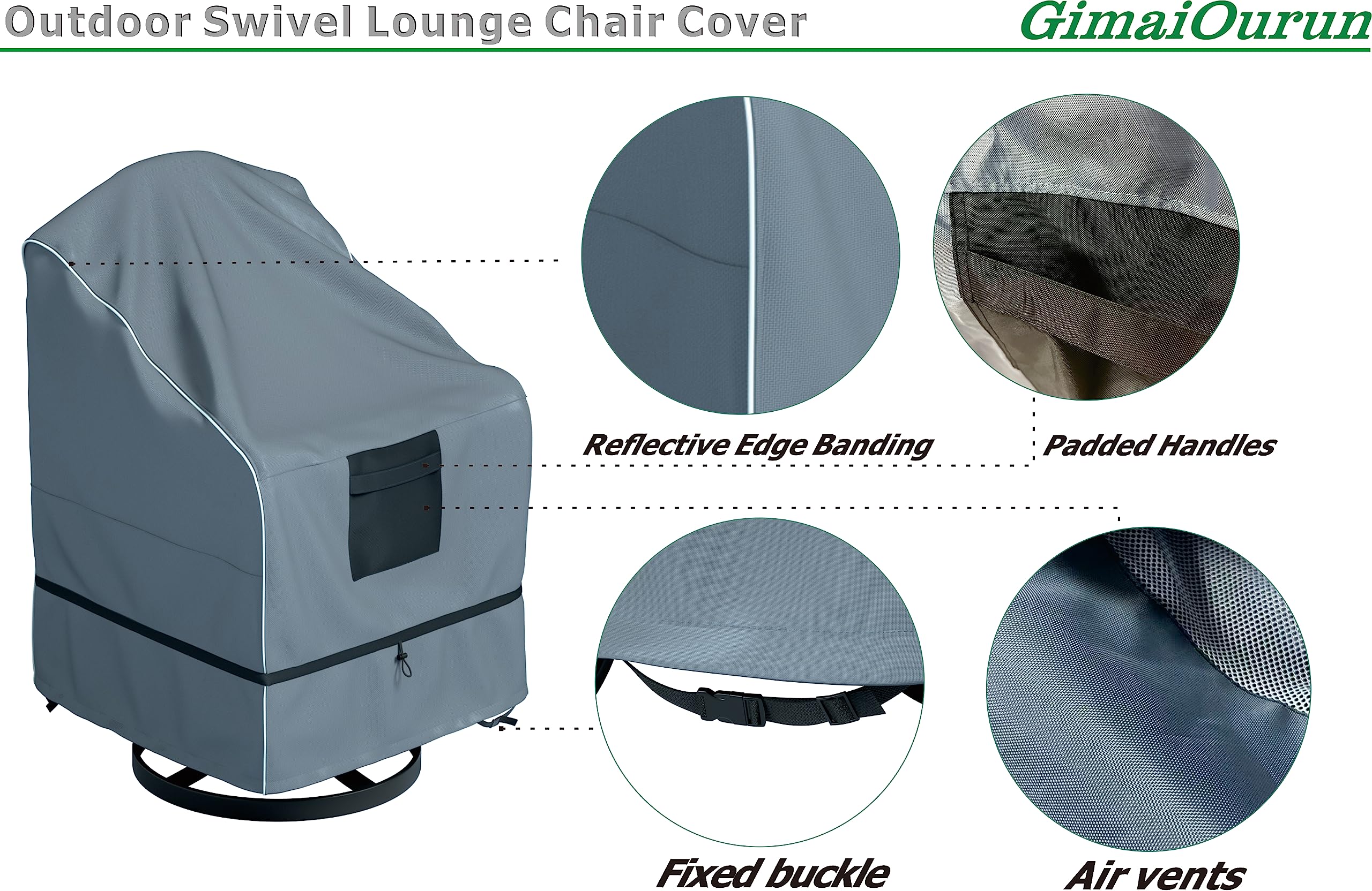 4 Pack Waterproof Heavy Duty Outdoor Swivel Lounge Chair Covers - 29