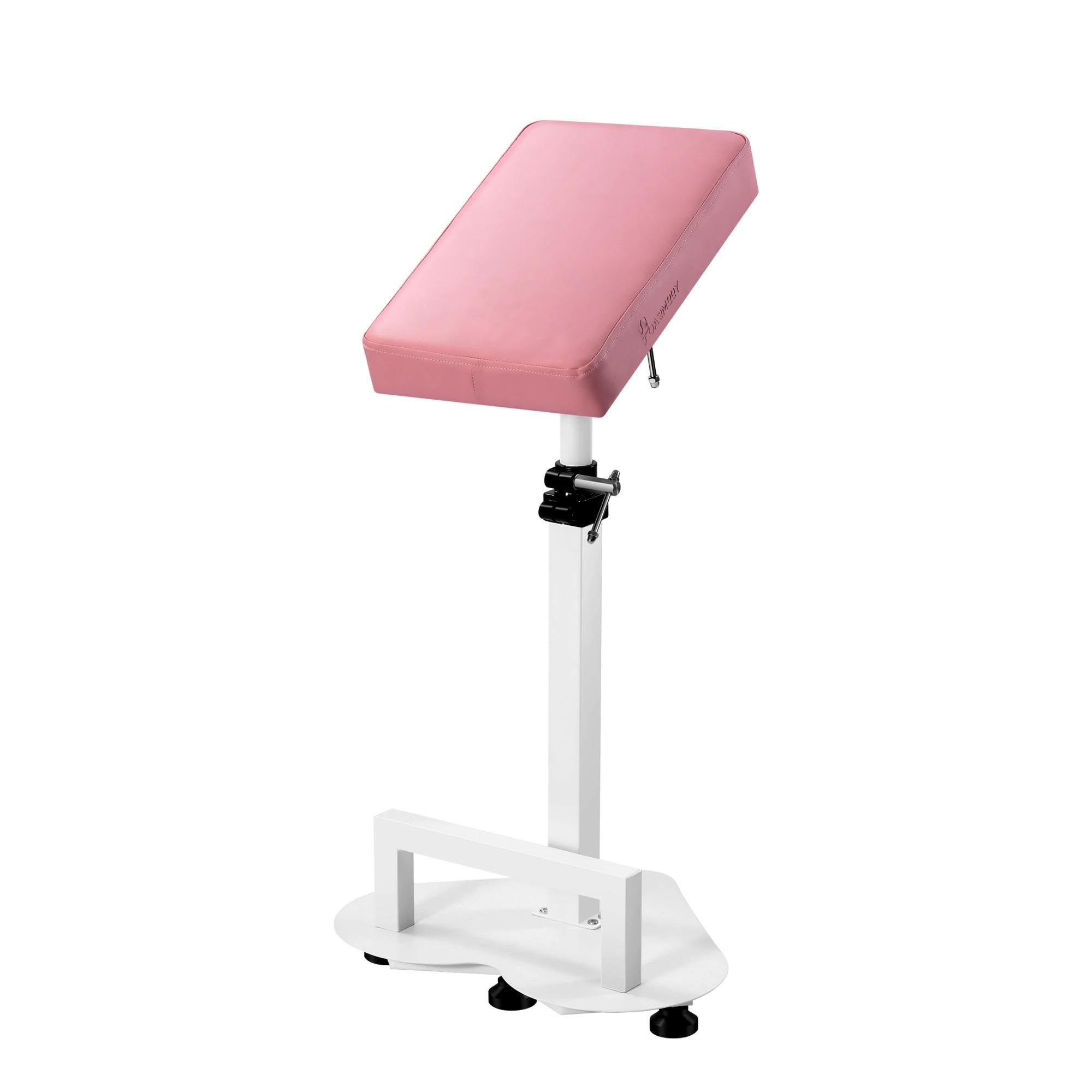 POARMEEY Adjustable Height Tattoo Armrest Stand with Large Pink Thickened Pad & Heart-Shaped Non-Slip Base - Professional Tattoo Artist Support for Arm, Leg & Body Positioning (Ideal for Tattoo Studios & Home Use)