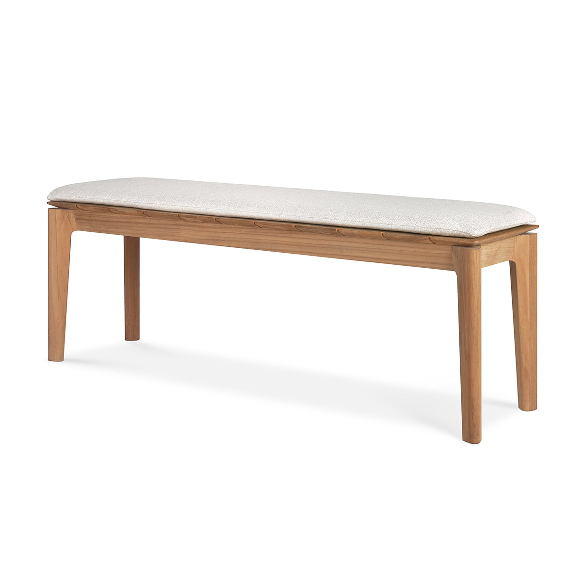 Premium Teak Outdoor 2-Seater Bench with Off-White Bok Fabric - Perfect for Patio, Garden, and Poolside Relaxation
