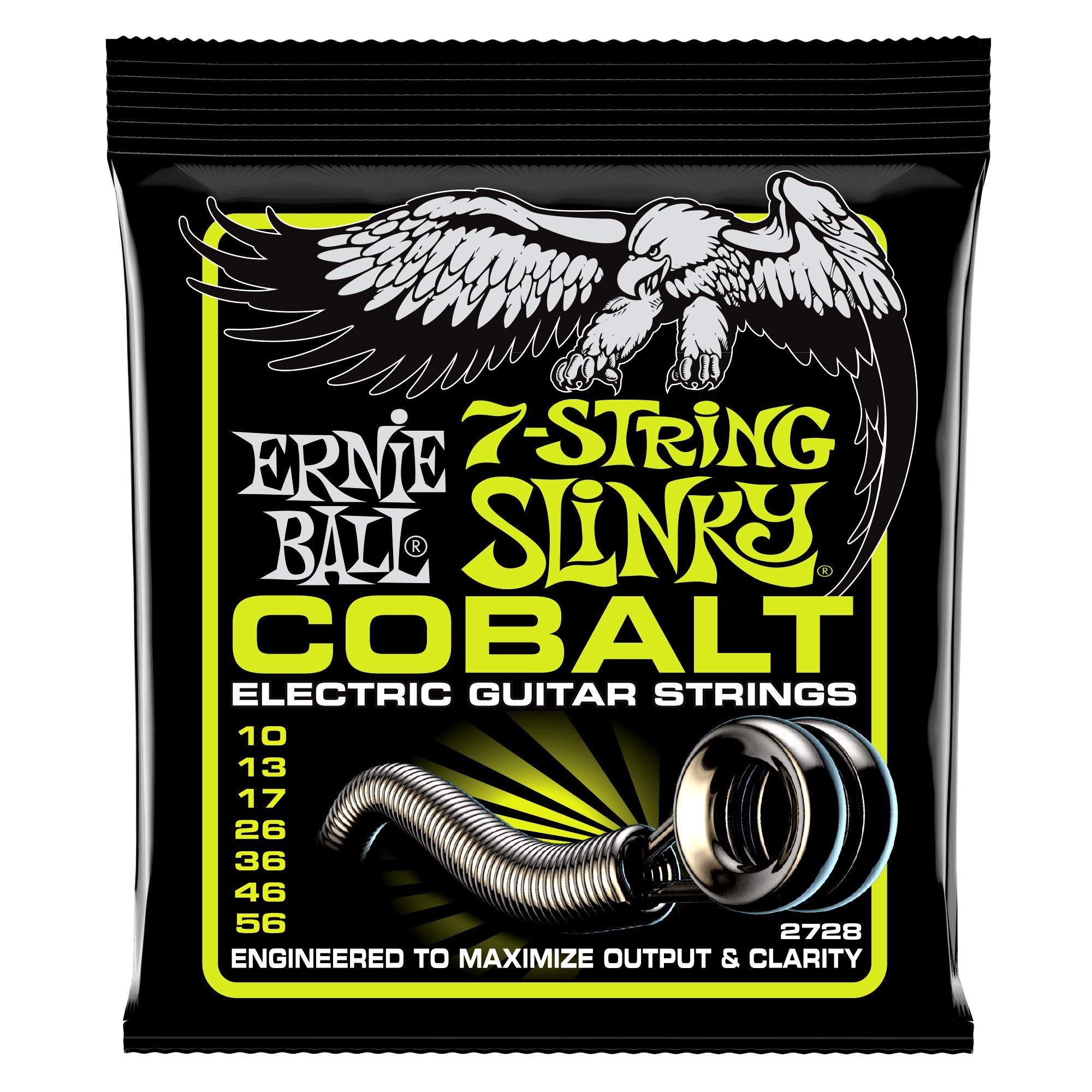 6-Pack Ernie Ball 2728 Cobalt Slinky Electric Guitar Strings 7-String Set (10-56) - Perfect for Rock, Metal & Heavy Riffs | Long-Lasting Tone & Durability