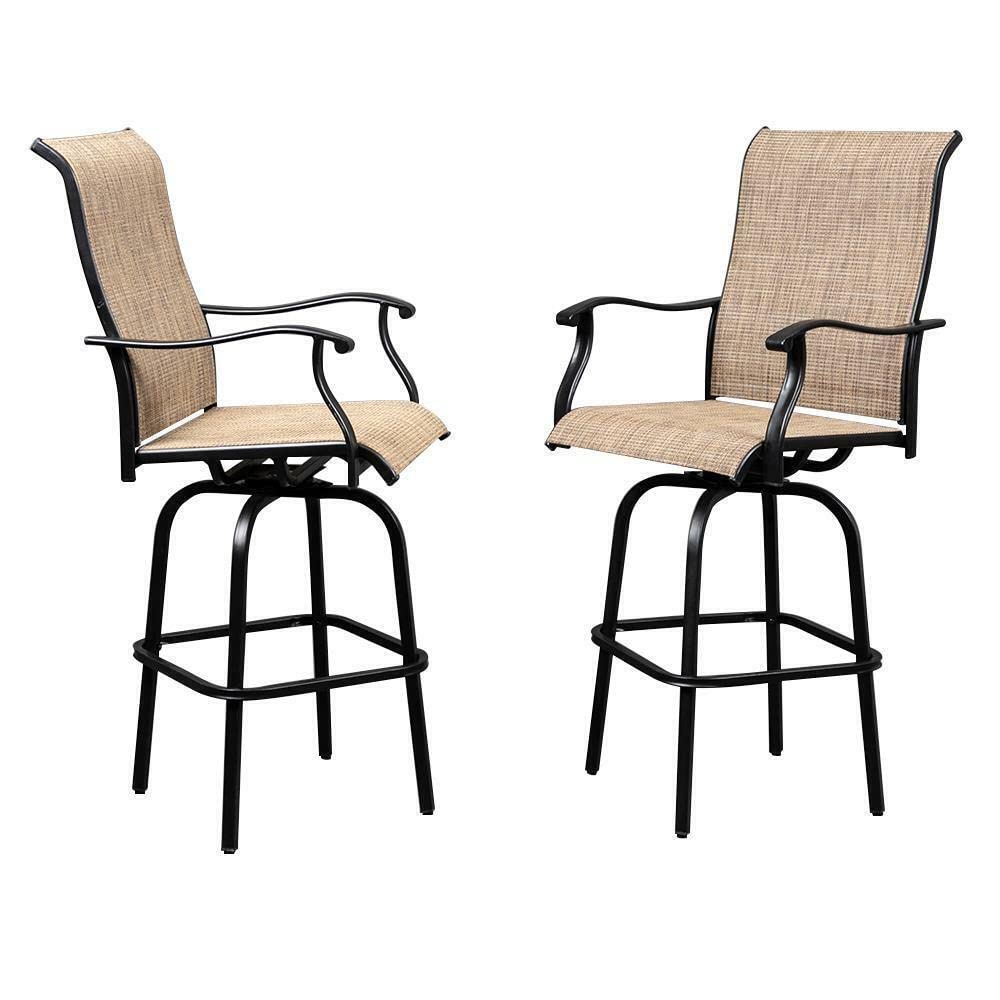 Outdoor Swivel Bar Stools - All-Weather Steel Bar Height Patio Chairs - Adjustable Bistro Stools for Kitchen Counter, Backyard, Deck & Restaurant Use - Durable Home Furniture Set