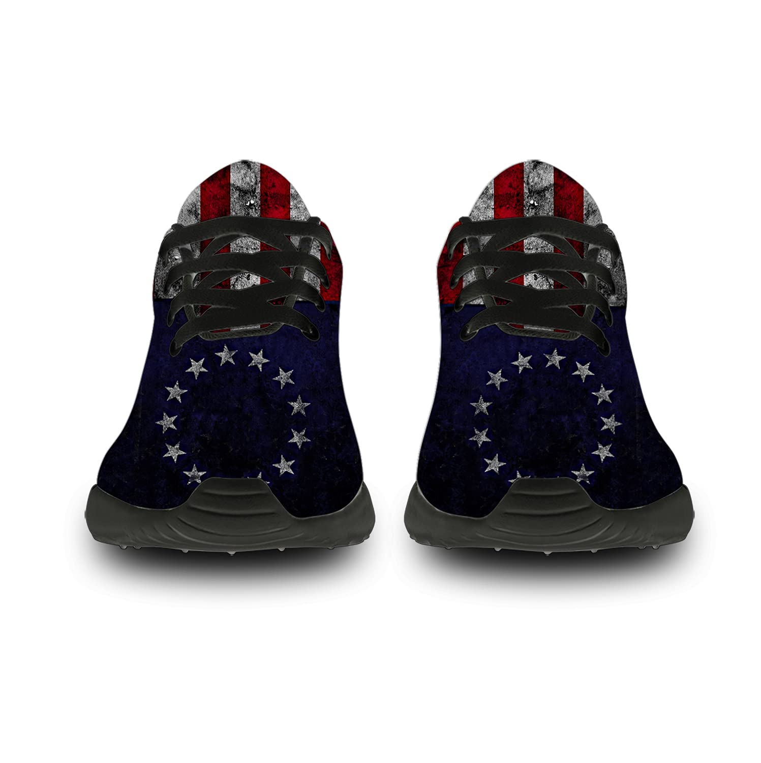 Betsy Ross Flag American Flag Sneakers - Unisex Running Walking Tennis Shoes for Men & Women | Patriotic 4th of July Gifts (Size 9.5 Men/11 Women, Black) - Perfect for Independence Day Celebrations, Outdoor Activities & Casual Wear