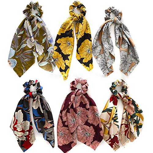 Flower Print Ribbon Hair Scarf Band Set of 4 - Stylish Hair Accessories for Women & Girls | Perfect for School, Parties & Everyday Fashion