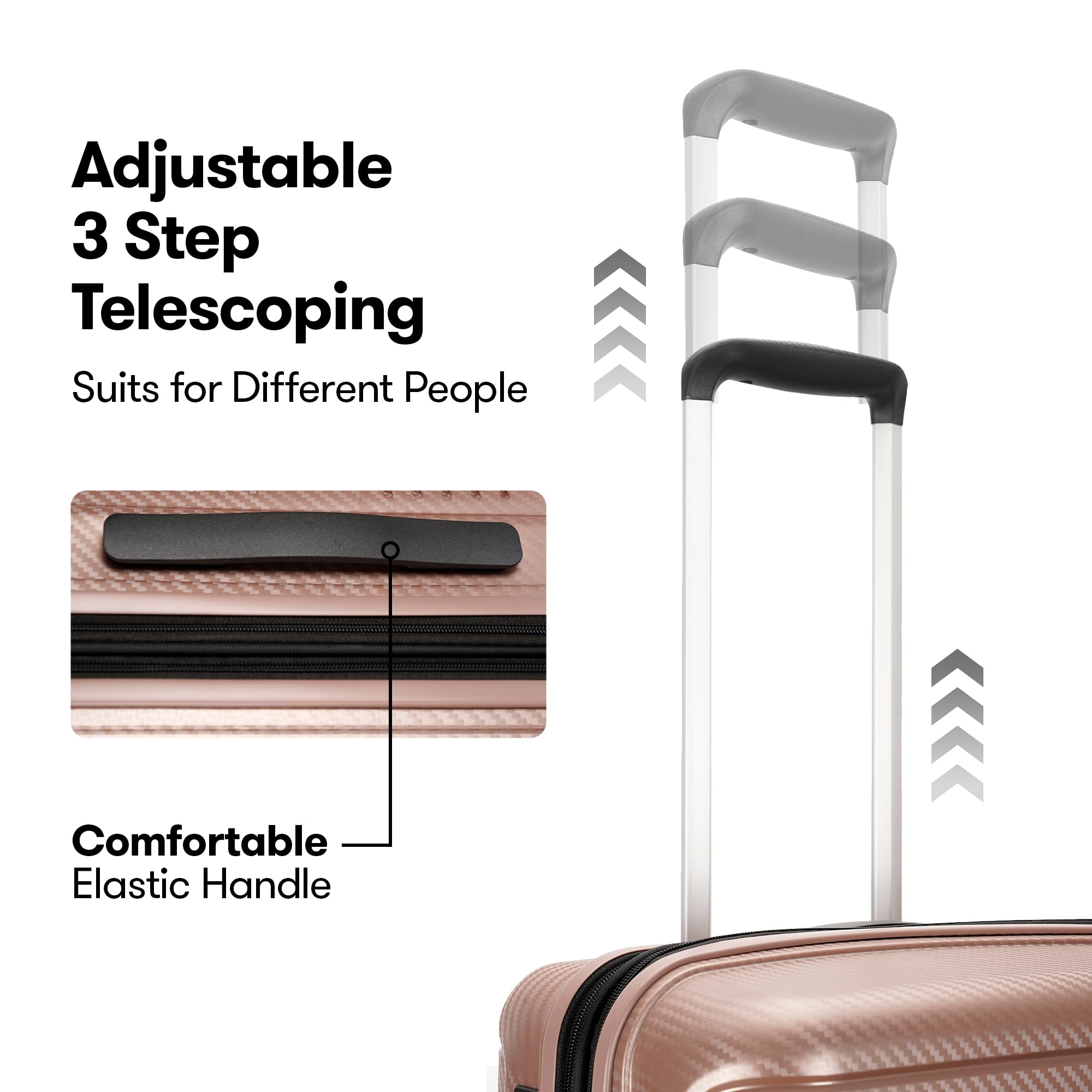 3 Piece Luggage Set for Women - Durable Expandable Spinner Suitcases with TSA Lock (20in 25in 29in) Rose Gold - Perfect for Travel, Business Trips & Vacations