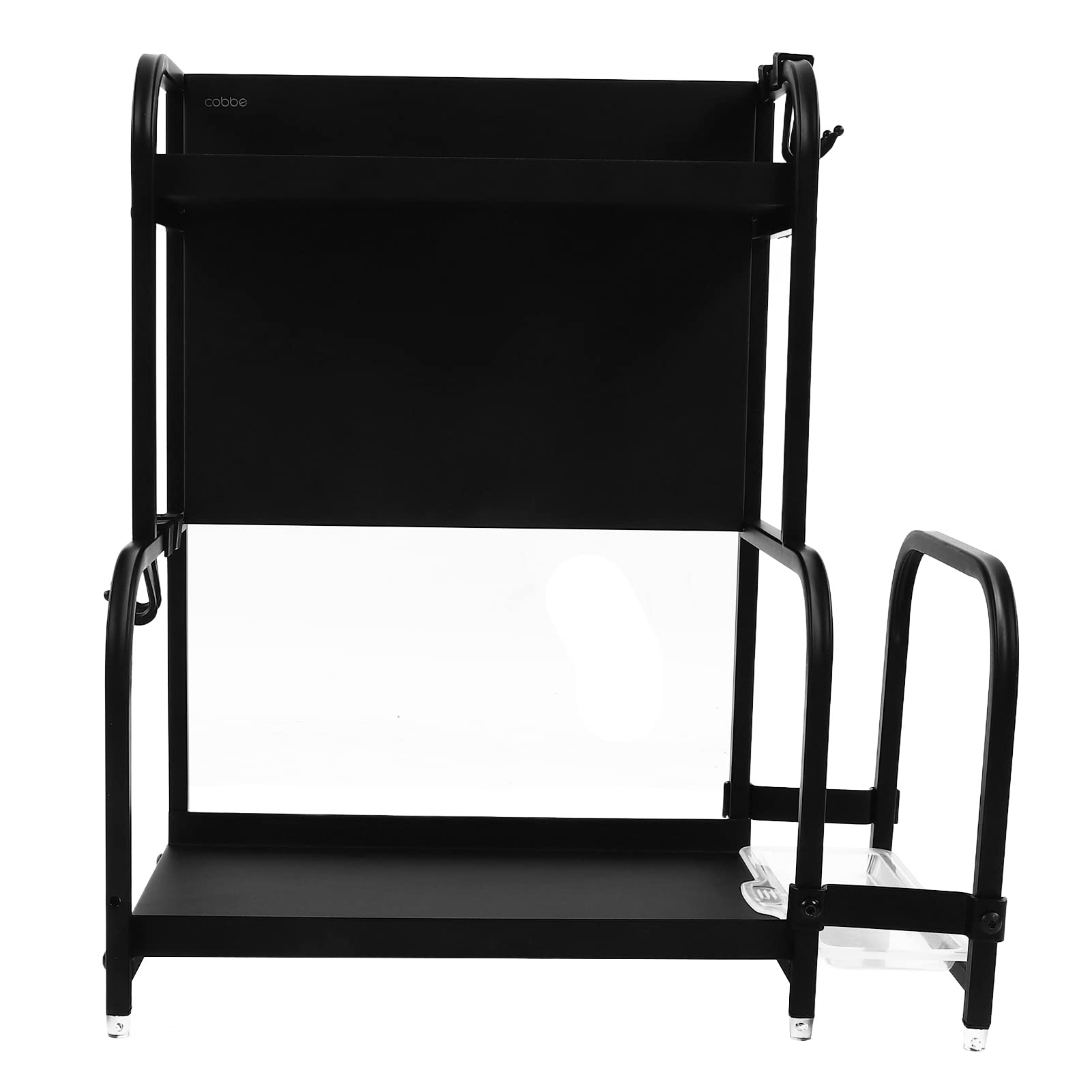 Detachable Double Layer Spice Rack Organizer - Non-Slip Countertop Kitchen Storage for Spices, Seasonings & Utensils (Black, 30cm) - Perfect for Small Spaces, Cooking & Meal Prep