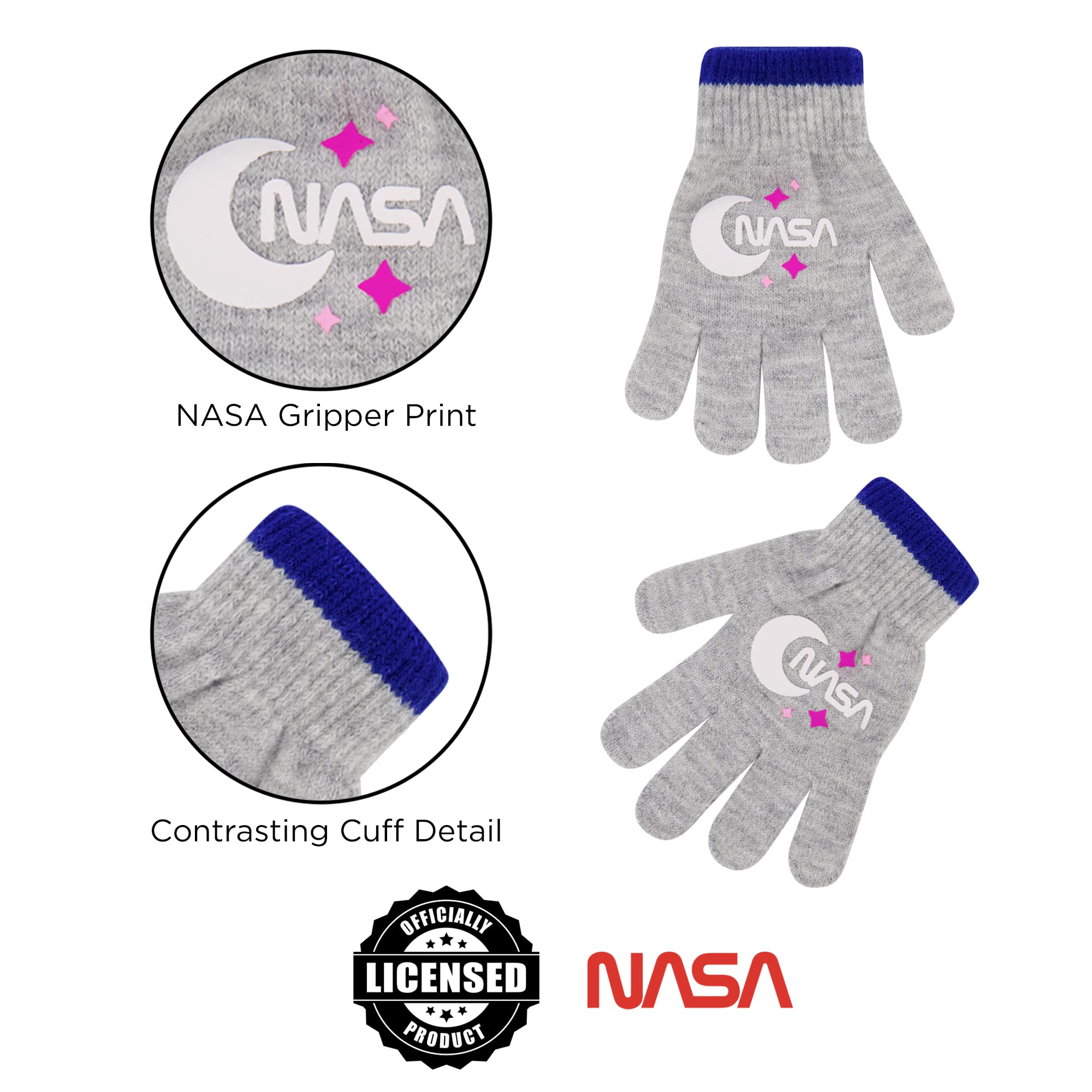 NASA Winter Hat and Gloves Set for Boys and Girls Ages 4-7 - Warm Kids' Accessories for Snow Play, Skiing, and Outdoor Adventures