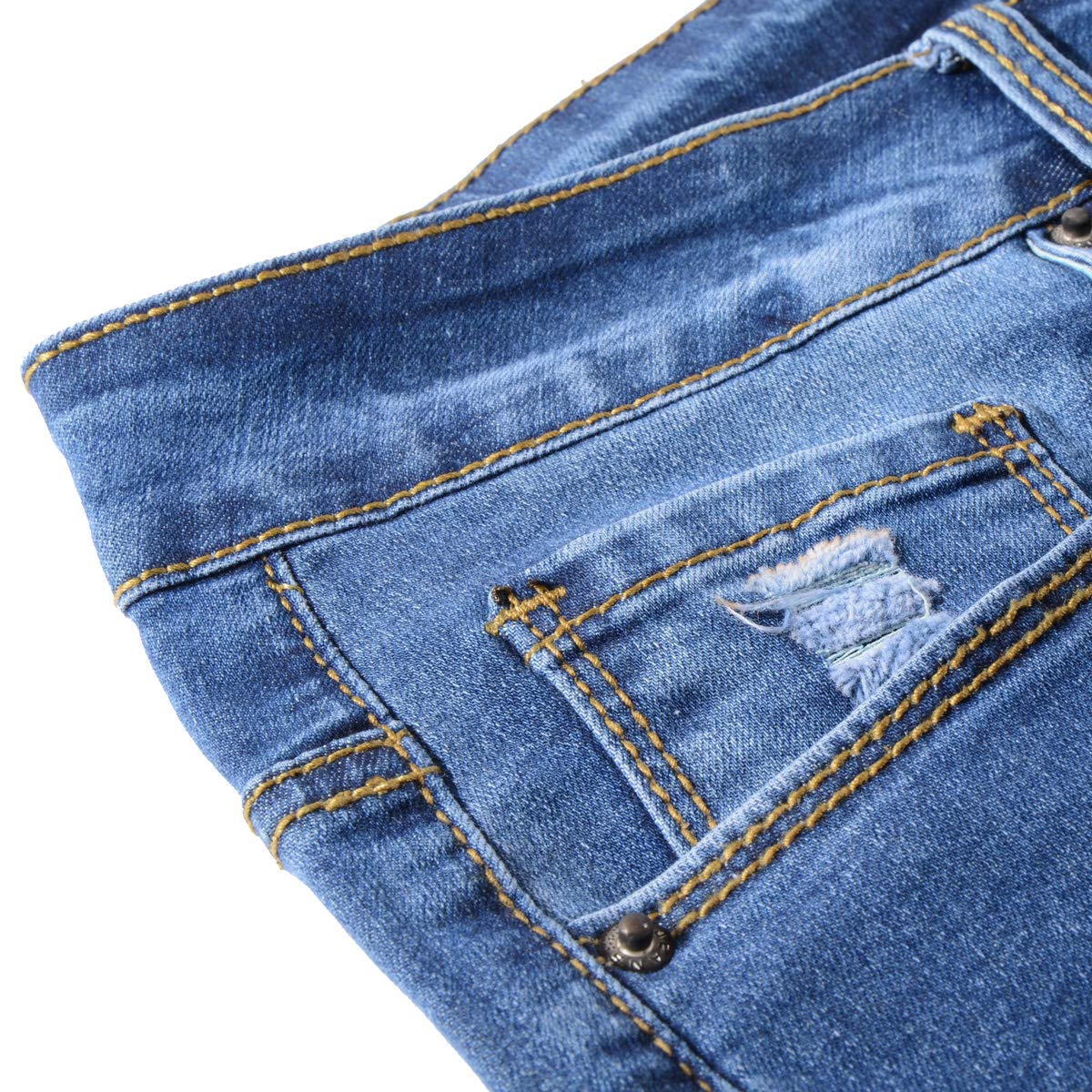 Vanberfia Women's Stretchy Denim Mid Rise Jean Shorts with Pockets - Comfortable Casual Summer Shorts for Beach, Travel & Everyday Wear