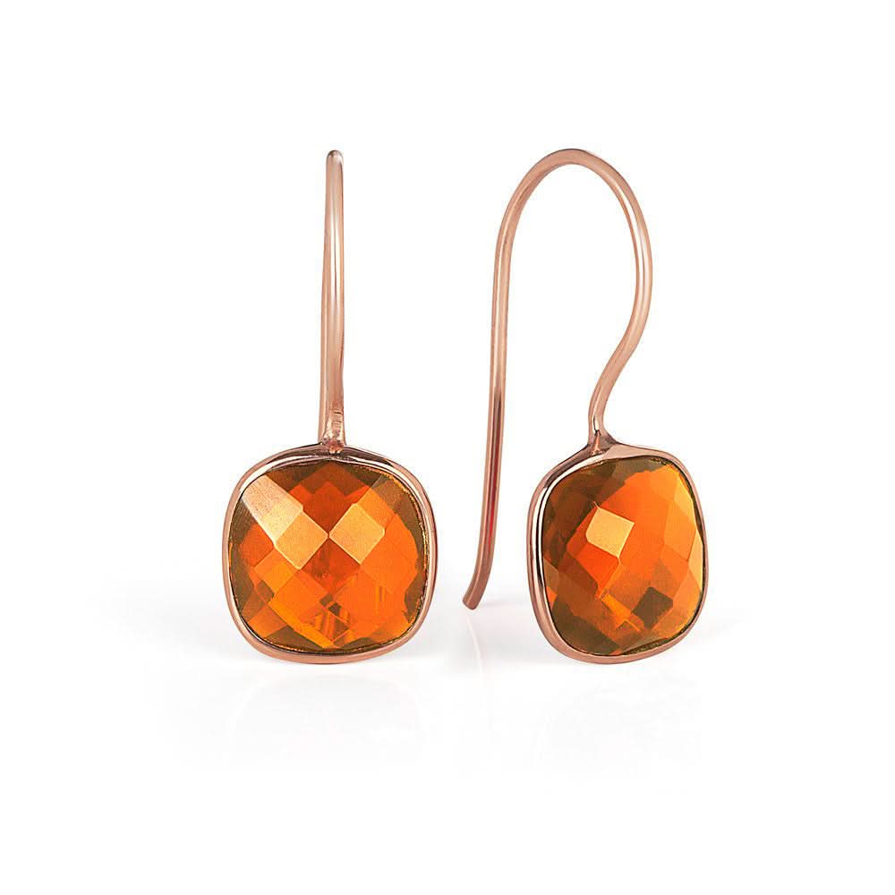 Natural Carnelian Gemstone Earrings in Rose Gold - Elegant Dangle Hoop Earrings for Women, Perfect for Parties, Weddings & Everyday Wear