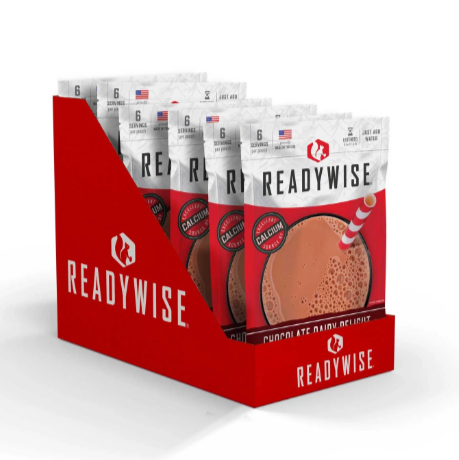 ReadyWise Emergency Food Supply - 6 Pack Chocolate Royale Meal Replacement Shakes | Long Shelf Life, High Protein, Gluten-Free | Perfect for Camping, Hiking & Emergency Preparedness