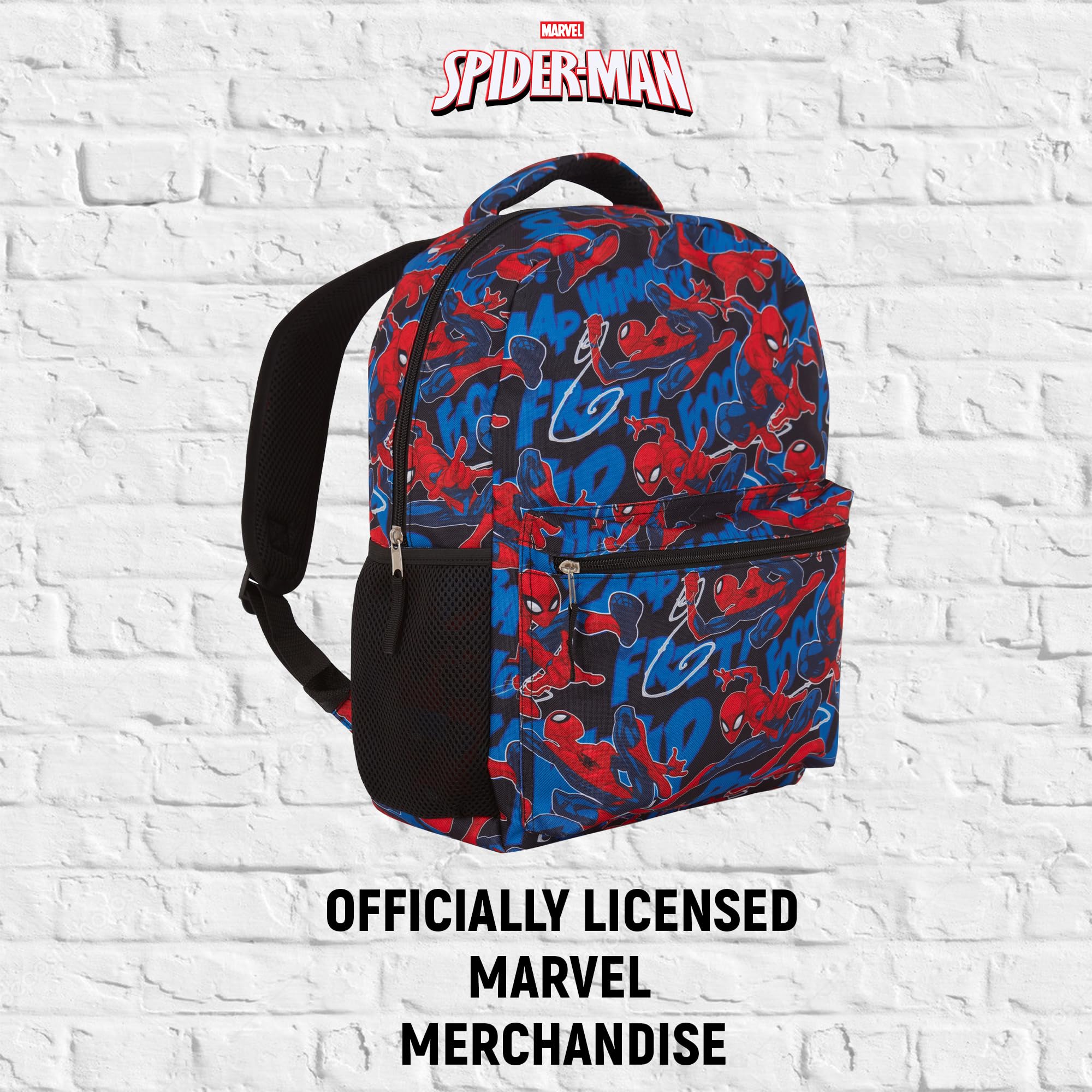 Marvel Comics Spiderman School Backpack for Kids & Adults - Officially Licensed Avengers Bookbag with Spiderman, Captain America & Hulk Design - Durable Laptop & Lunchbox Compatible Backpack for School, Travel & Work (Black Spiderman Style)
